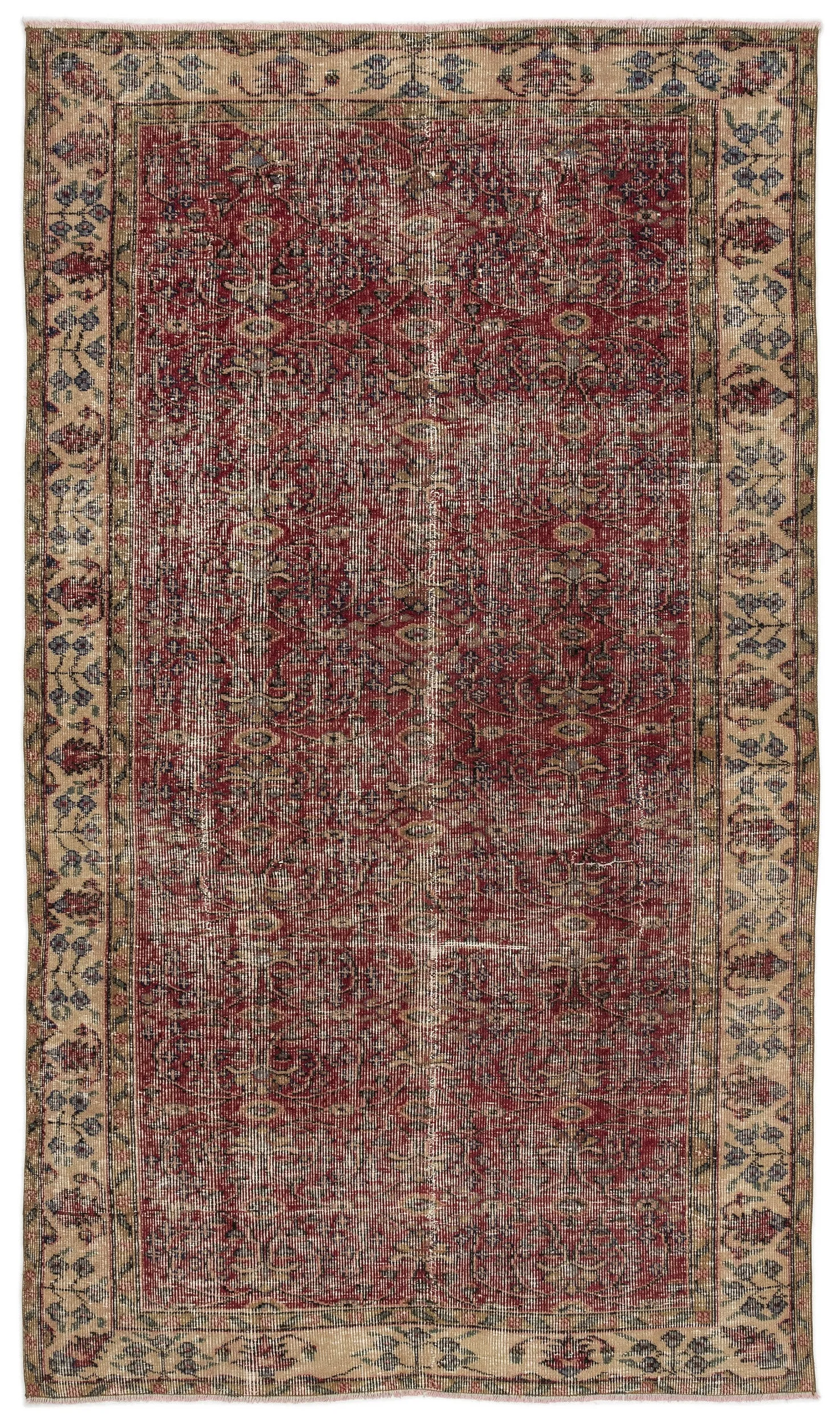 Retro Design Naturel Over Dyed Vintage Rug 4'8'' x 8'1'' ft 142 x 247 cm
