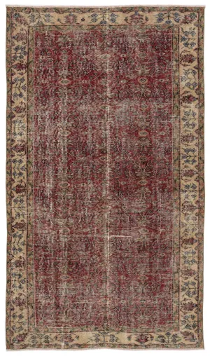 Retro Design Naturel Over Dyed Vintage Rug 4'8'' x 8'1'' ft 142 x 247 cm