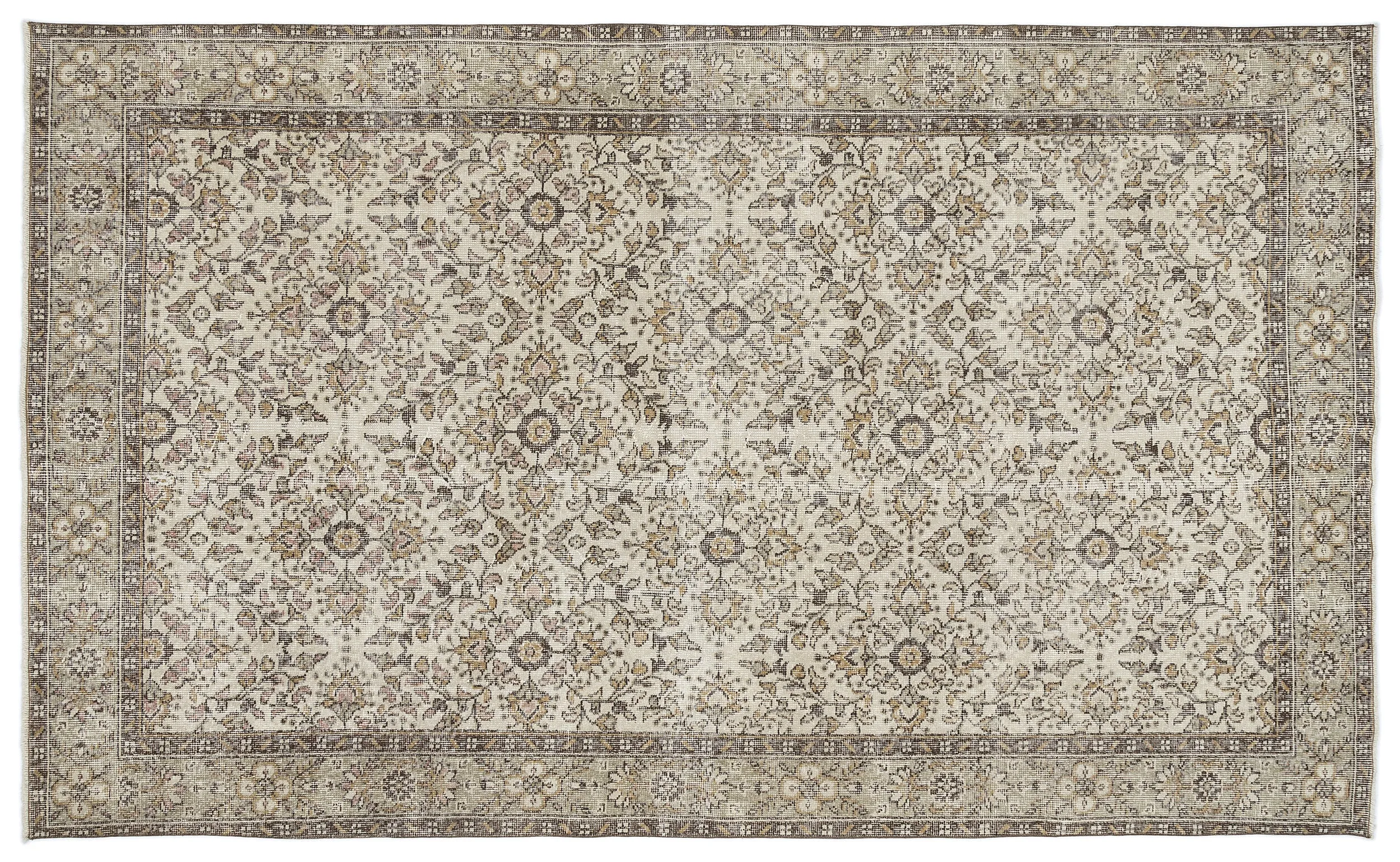 Retro Design Naturel Over Dyed Vintage Rug 5'10'' x 9'11'' ft 177 x 302 cm