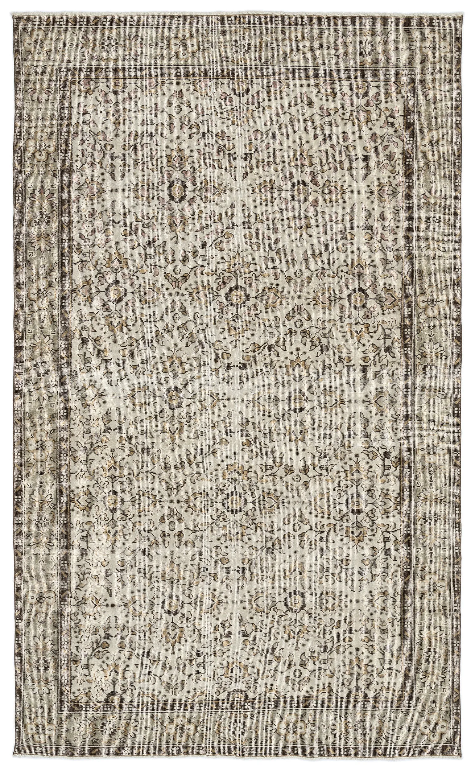 Retro Design Naturel Over Dyed Vintage Rug 5'10'' x 9'11'' ft 177 x 302 cm