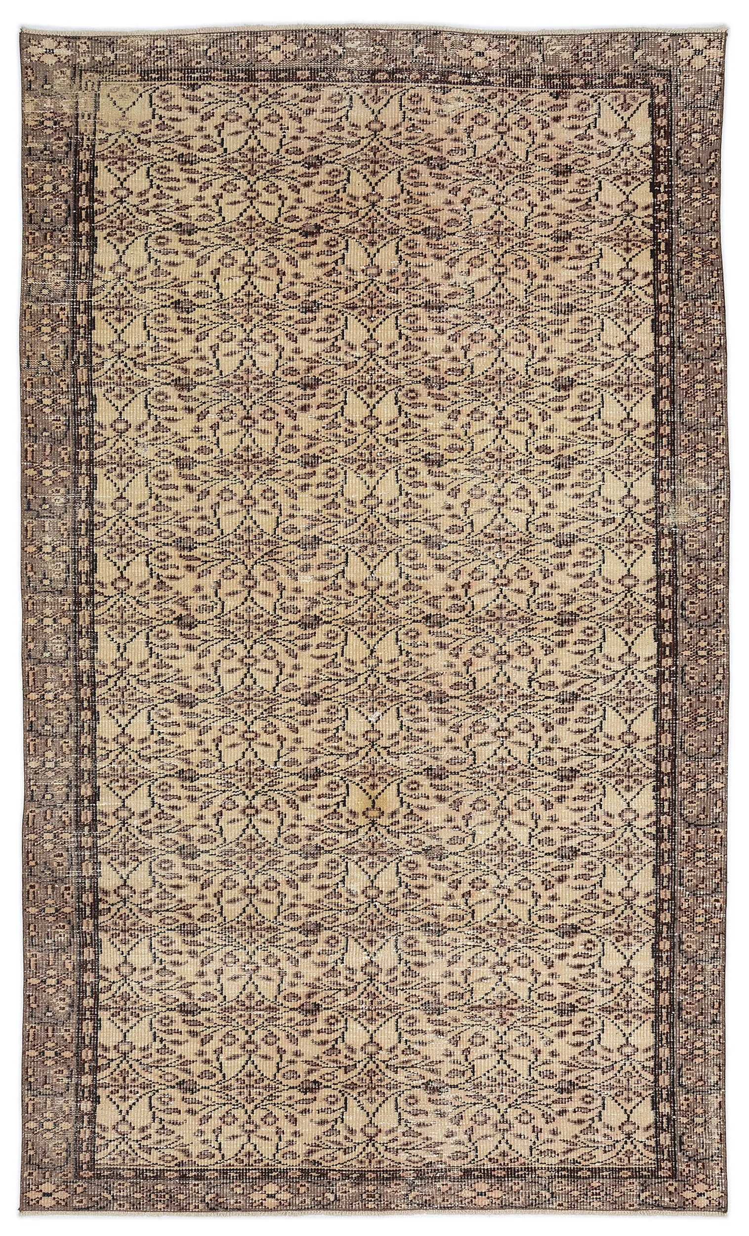 Retro Design Naturel Over Dyed Vintage Rug 5'2'' x 8'9'' ft 157 x 267 cm