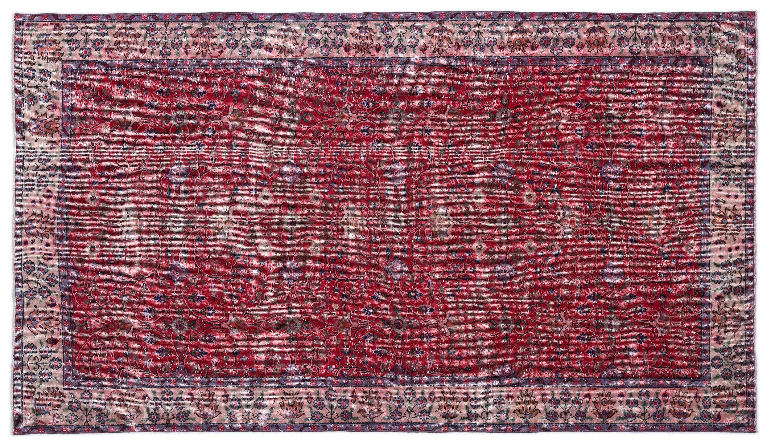 Retro Design Naturel Over Dyed Vintage Rug 5'3'' x 9'2'' ft 160 x 280 cm