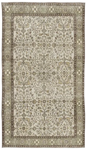 Retro Design Naturel Over Dyed Vintage Rug 5'3'' x 9'3'' ft 160 x 283 cm