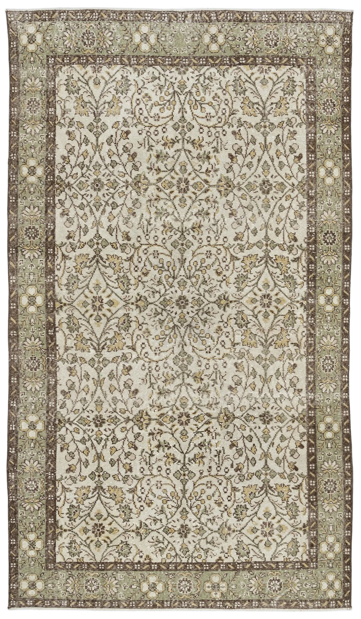 Retro Design Naturel Over Dyed Vintage Rug 5'3'' x 9'3'' ft 160 x 283 cm