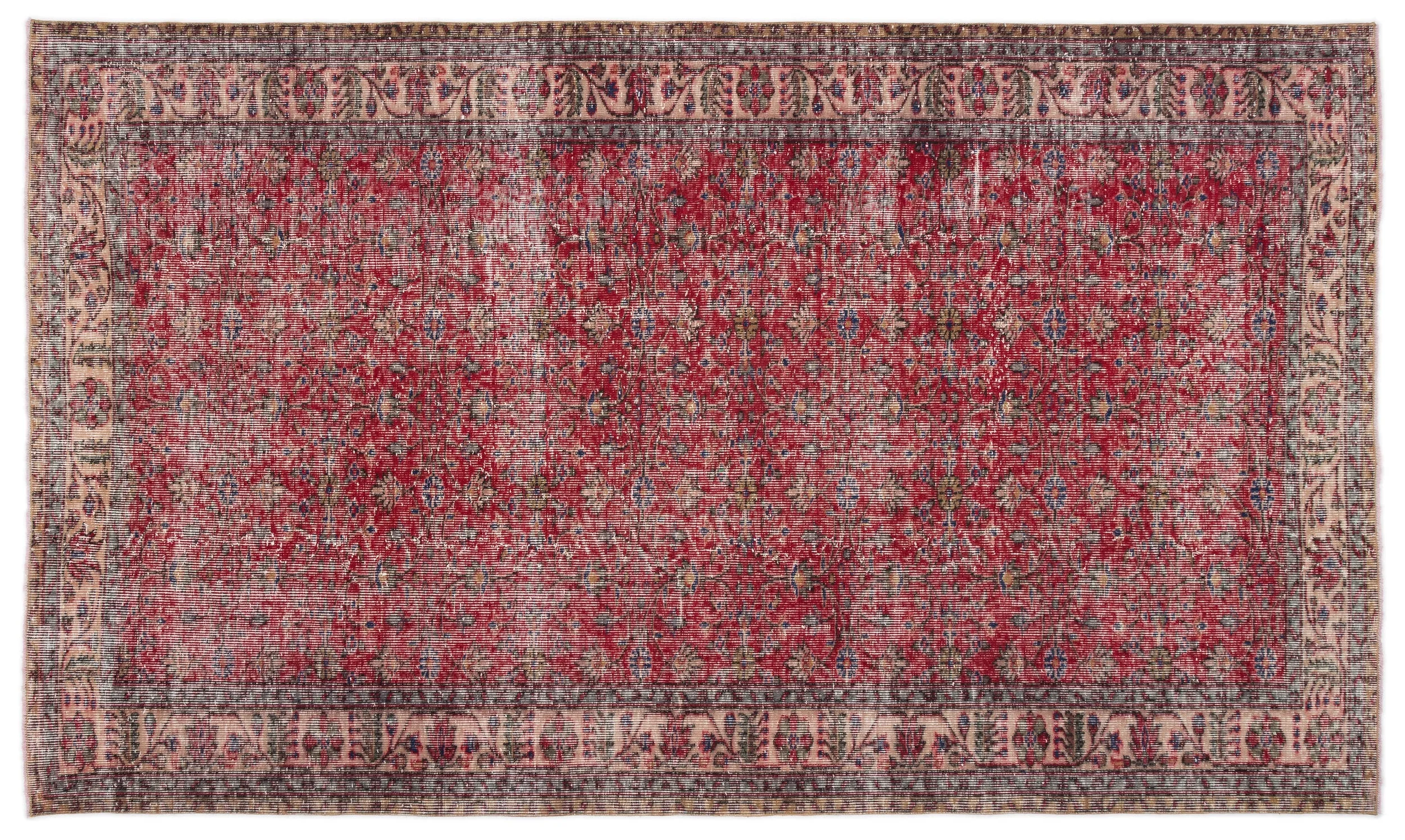 Retro Design Naturel Over Dyed Vintage Rug 5'5'' x 9'3'' ft 165 x 283 cm