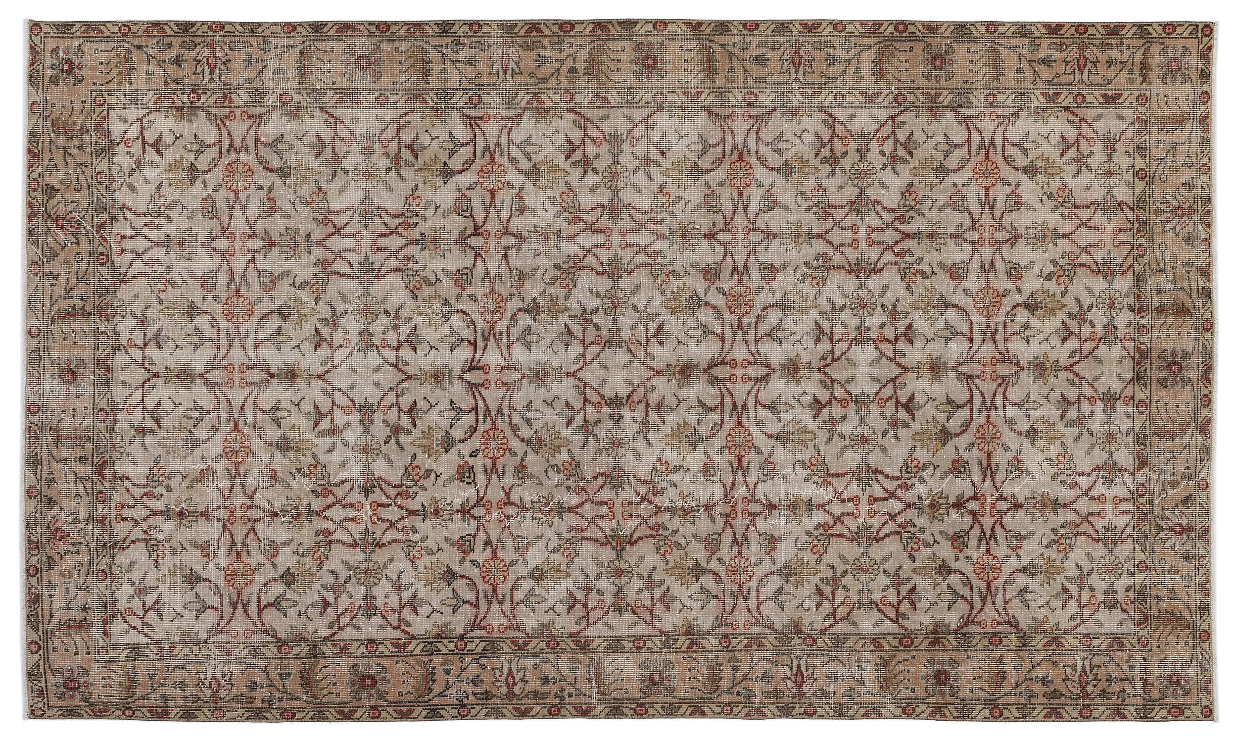 Retro Design Naturel Over Dyed Vintage Rug 5'5'' x 9'5'' ft 165 x 286 cm