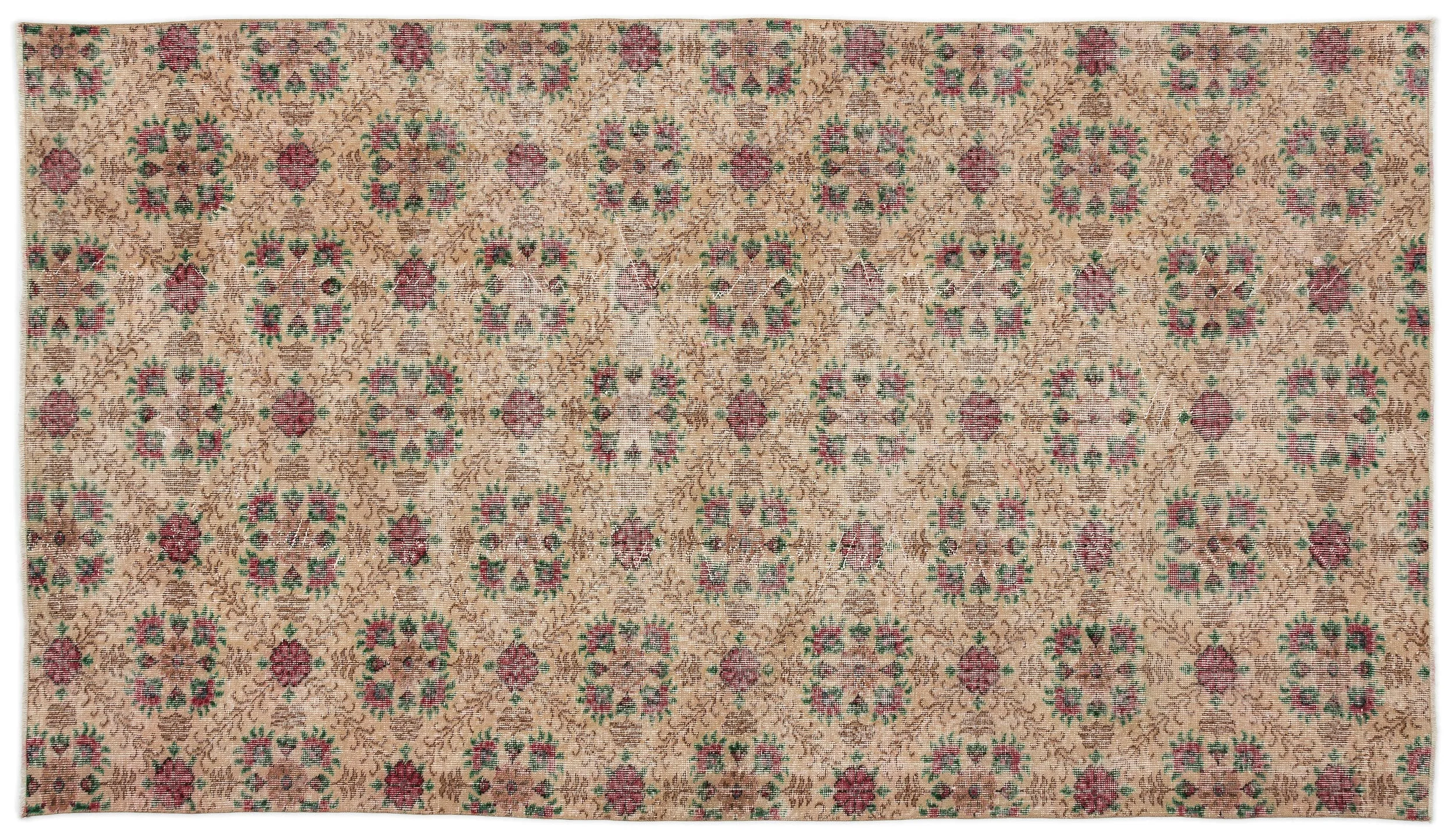 Retro Design Naturel Over Dyed Vintage Rug 5'5'' x 9'6'' ft 165 x 290 cm