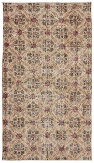 Retro Design Naturel Over Dyed Vintage Rug 5'5'' x 9'6'' ft 165 x 290 cm