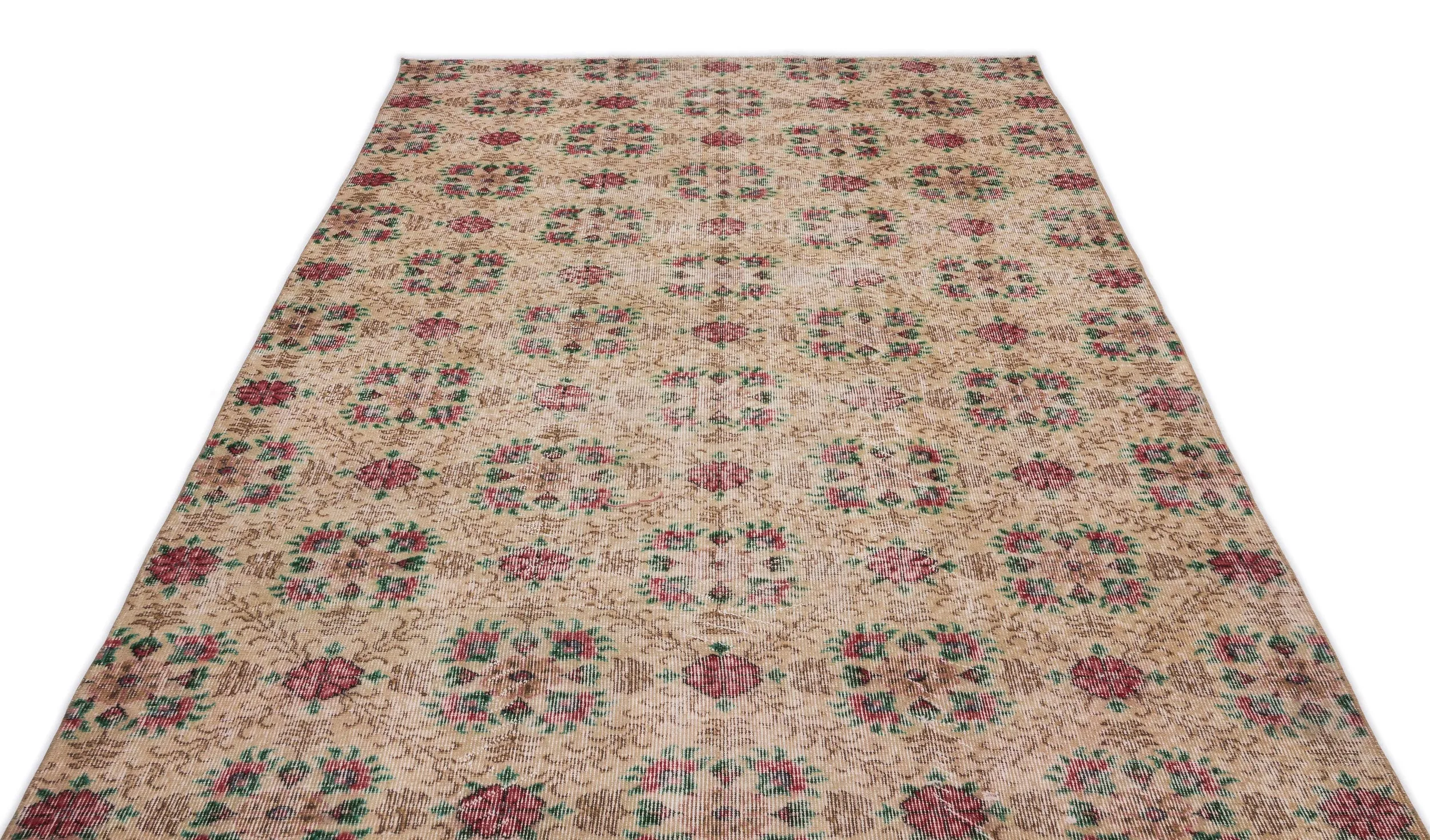 Retro Design Naturel Over Dyed Vintage Rug 5'5'' x 9'6'' ft 165 x 290 cm