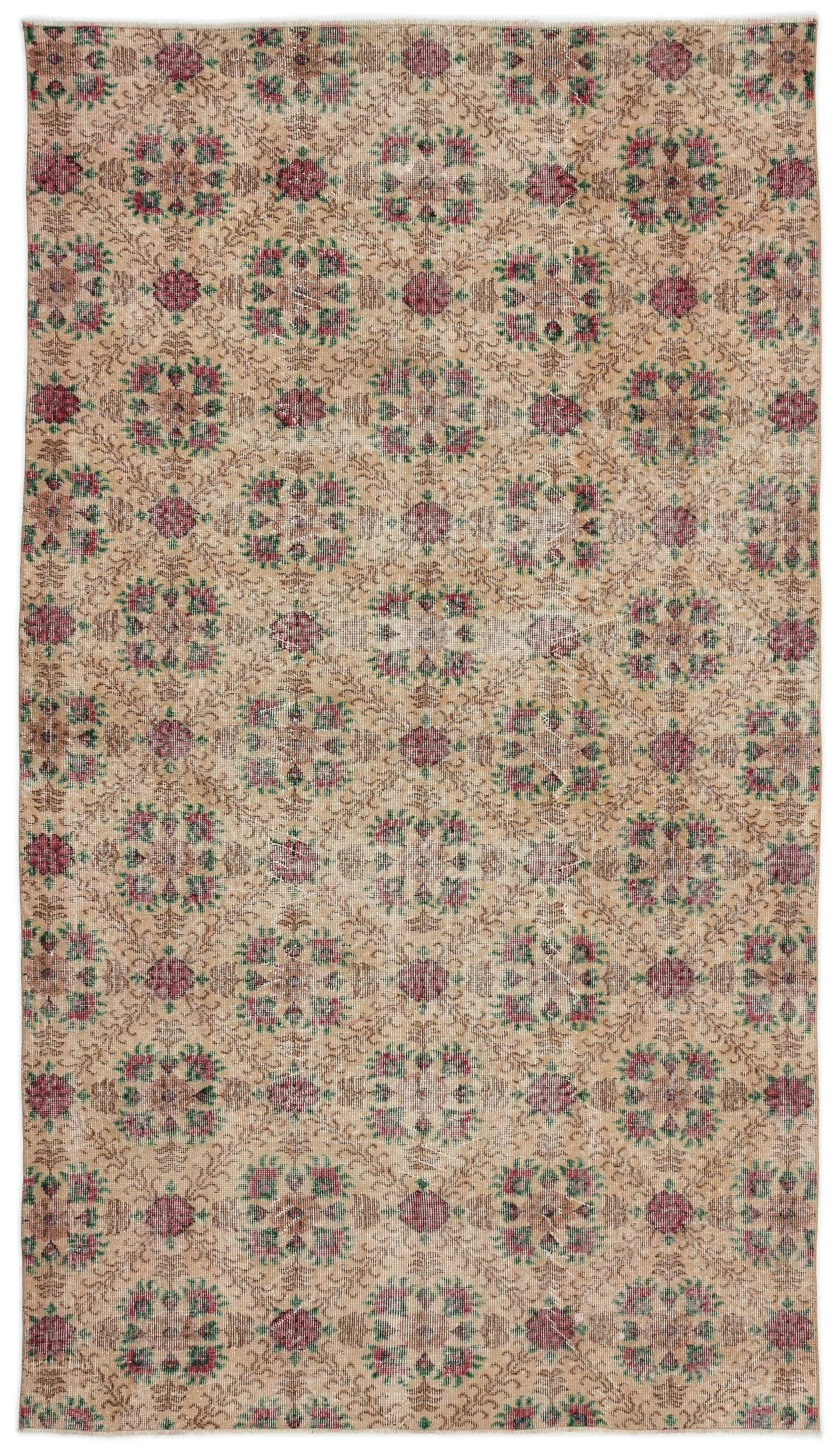 Retro Design Naturel Over Dyed Vintage Rug 5'5'' x 9'6'' ft 165 x 290 cm