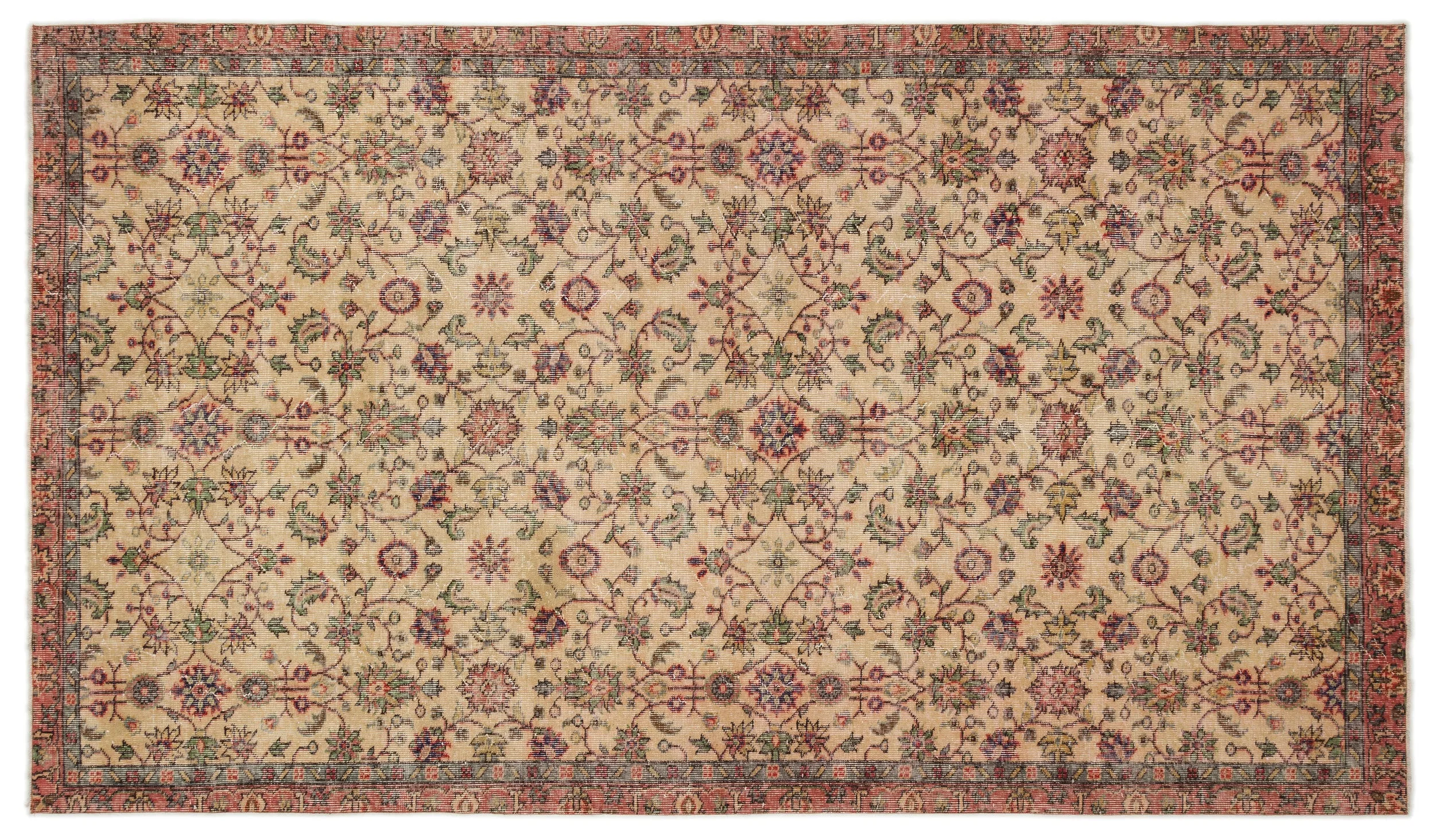Retro Design Naturel Over Dyed Vintage Rug 5'5'' x 9'6'' ft 166 x 290 cm