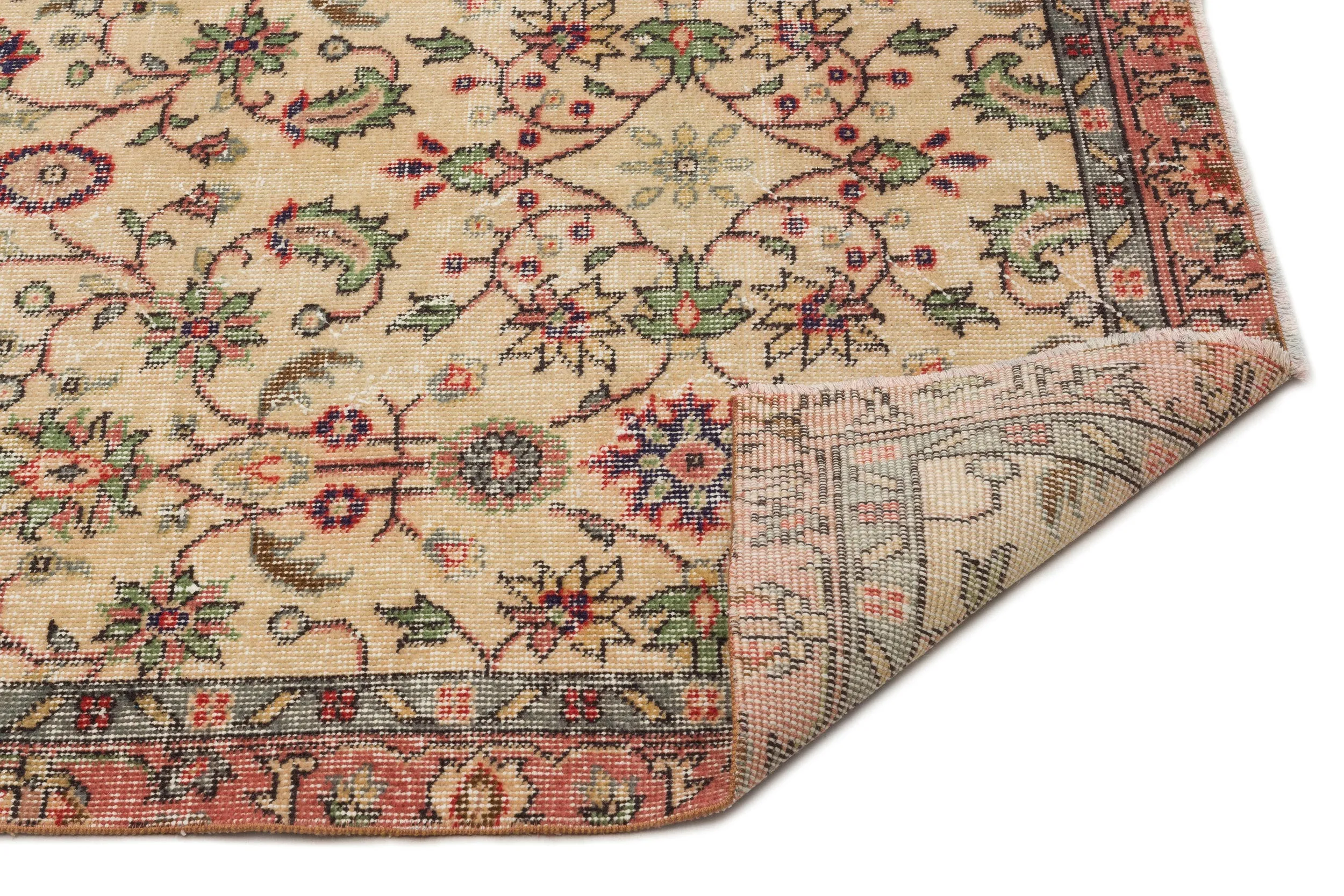 Retro Design Naturel Over Dyed Vintage Rug 5'5'' x 9'6'' ft 166 x 290 cm