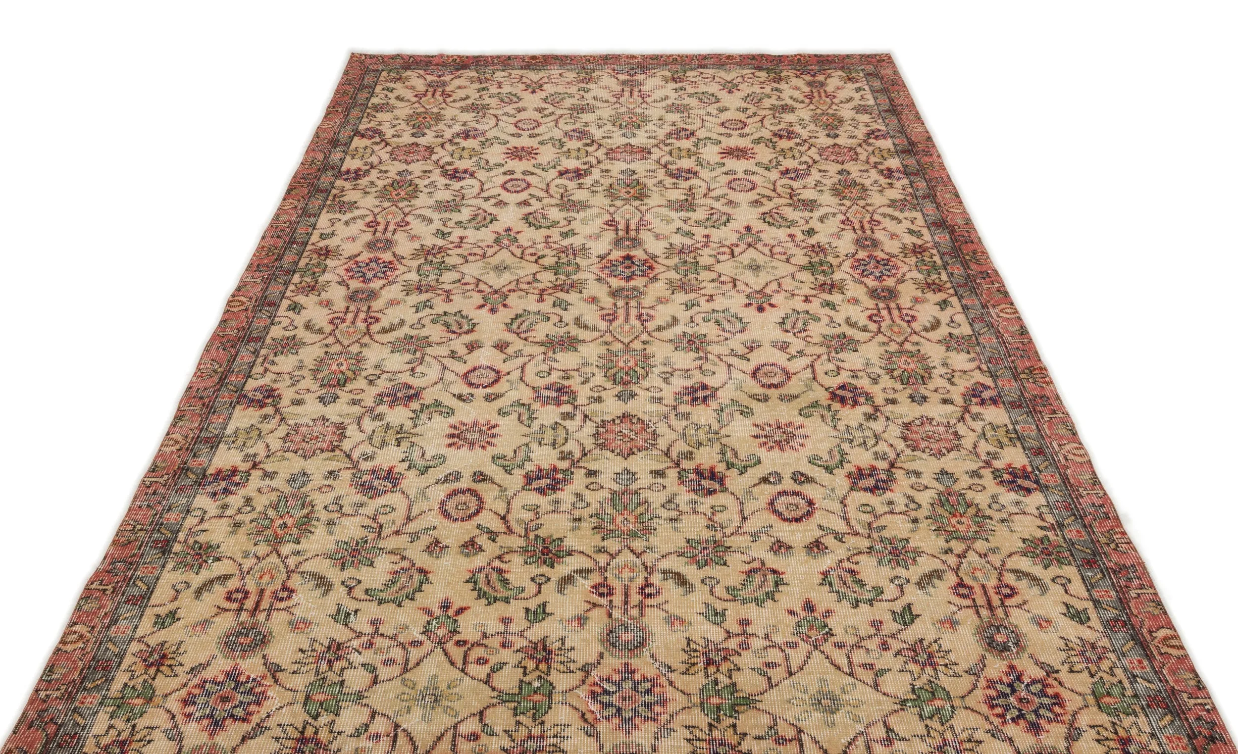 Retro Design Naturel Over Dyed Vintage Rug 5'5'' x 9'6'' ft 166 x 290 cm