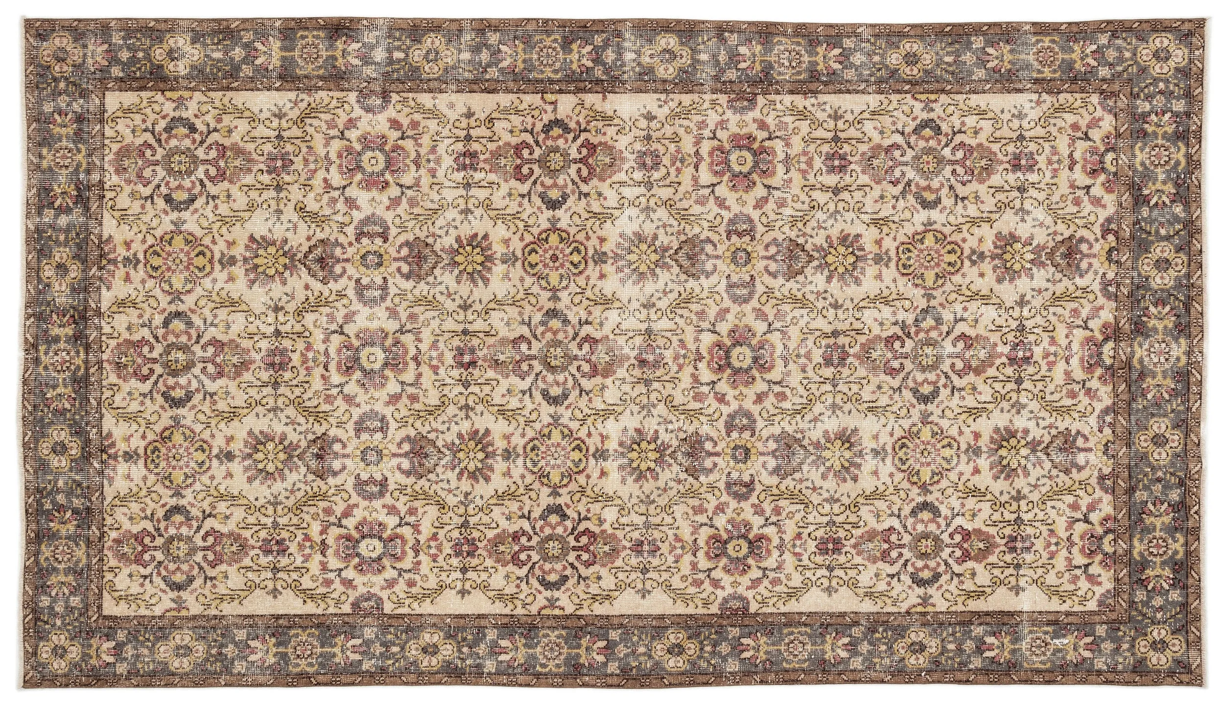 Retro Design Naturel Over Dyed Vintage Rug 5'7'' x 10'0'' ft 170 x 306 cm