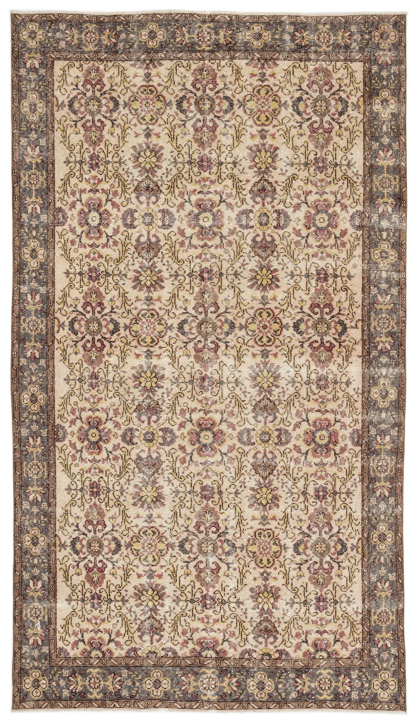 Retro Design Naturel Over Dyed Vintage Rug 5'7'' x 10'0'' ft 170 x 306 cm