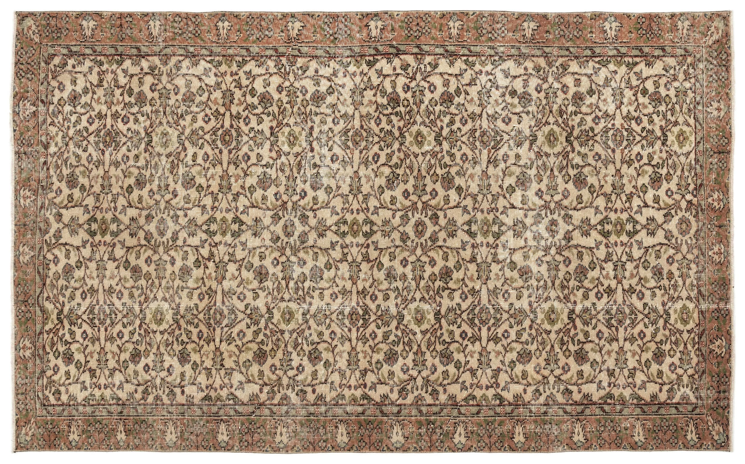 Retro Design Naturel Over Dyed Vintage Rug 5'7'' x 9'0'' ft 169 x 275 cm