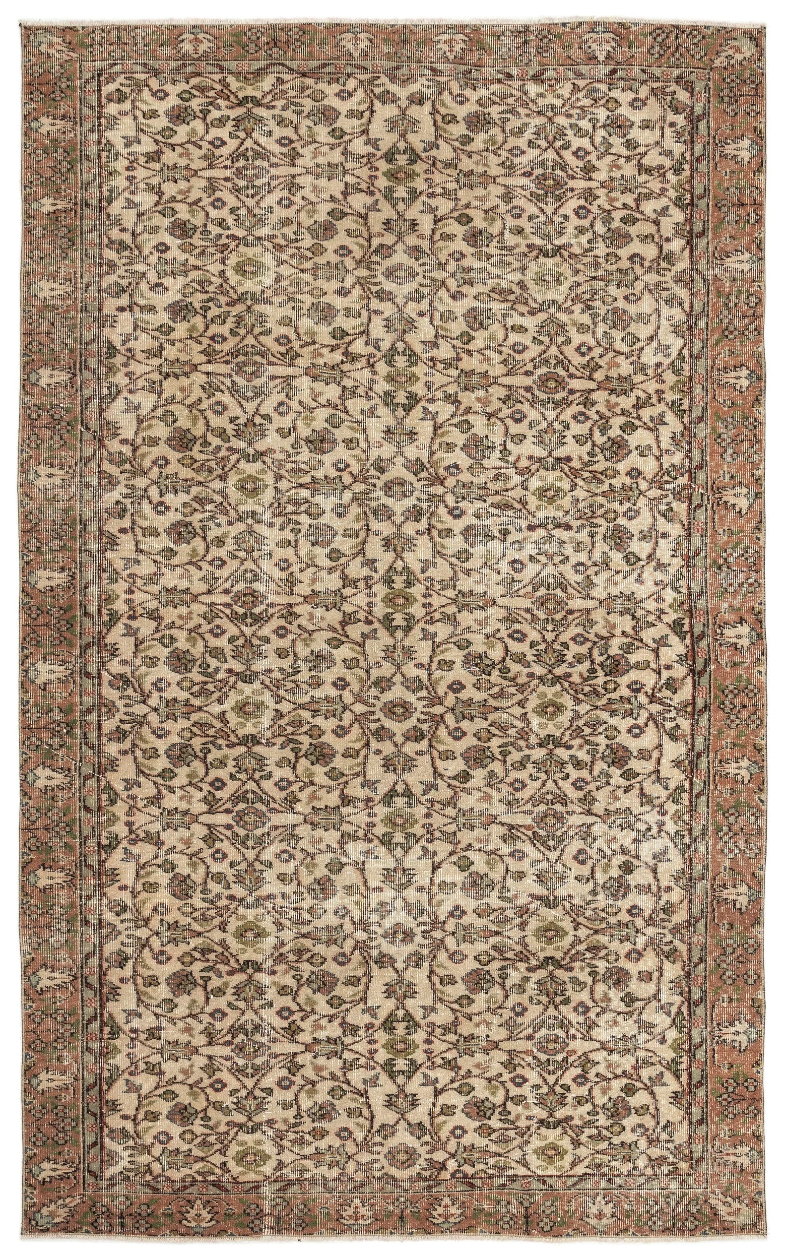 Retro Design Naturel Over Dyed Vintage Rug 5'7'' x 9'0'' ft 169 x 275 cm
