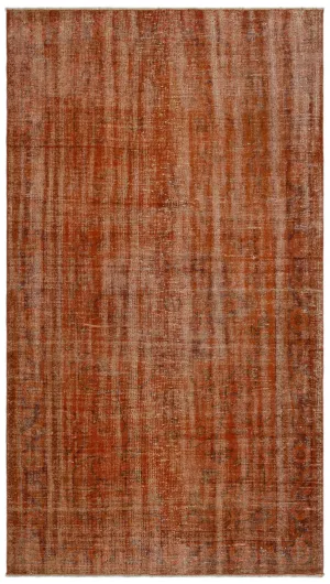 Retro Design Orange Over Dyed Vintage Rug 5'1'' x 9'2'' ft 156 x 280 cm