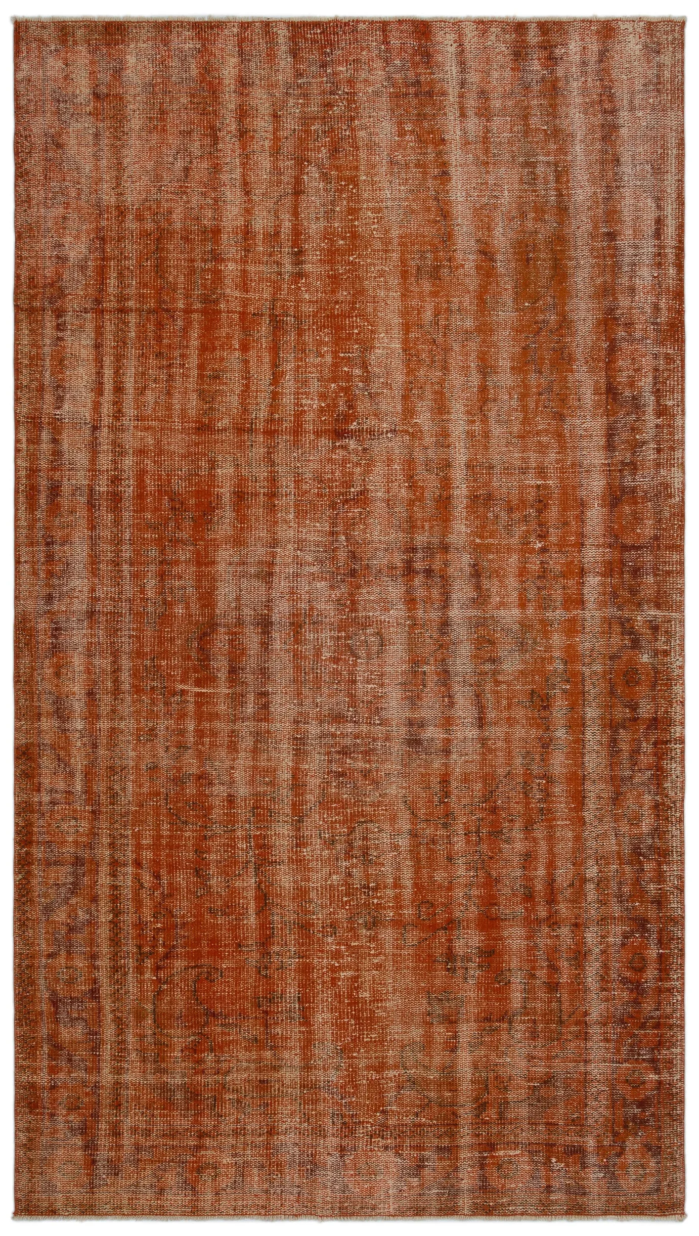 Retro Design Orange Over Dyed Vintage Rug 5'1'' x 9'2'' ft 156 x 280 cm