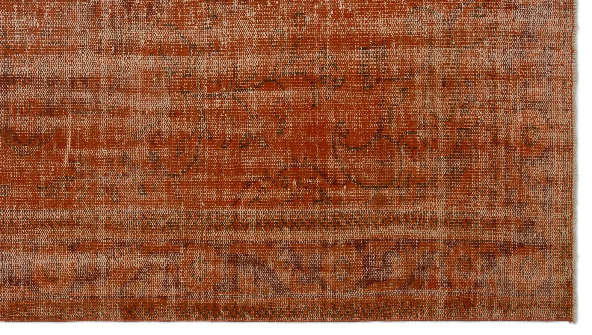 Retro Design Orange Over Dyed Vintage Rug 5'1'' x 9'2'' ft 156 x 280 cm