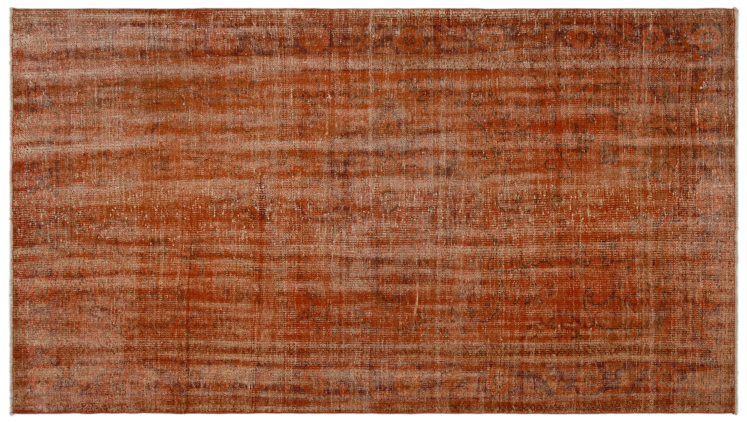 Retro Design Orange Over Dyed Vintage Rug 5'1'' x 9'2'' ft 156 x 280 cm