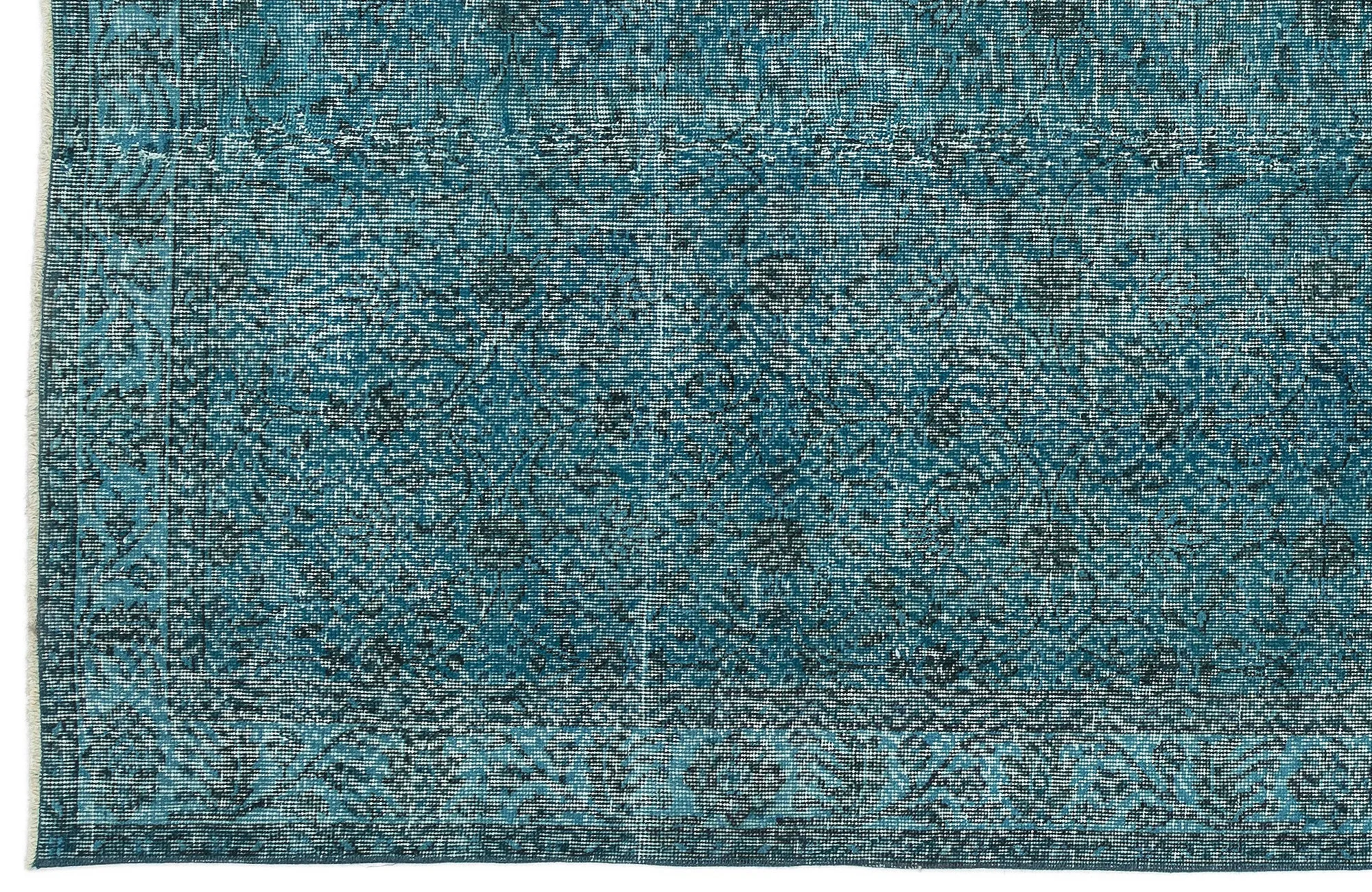 Retro Design Stone Blue Over Dyed Vintage Rug 4'11'' x 9'3'' ft 150 x 282 cm