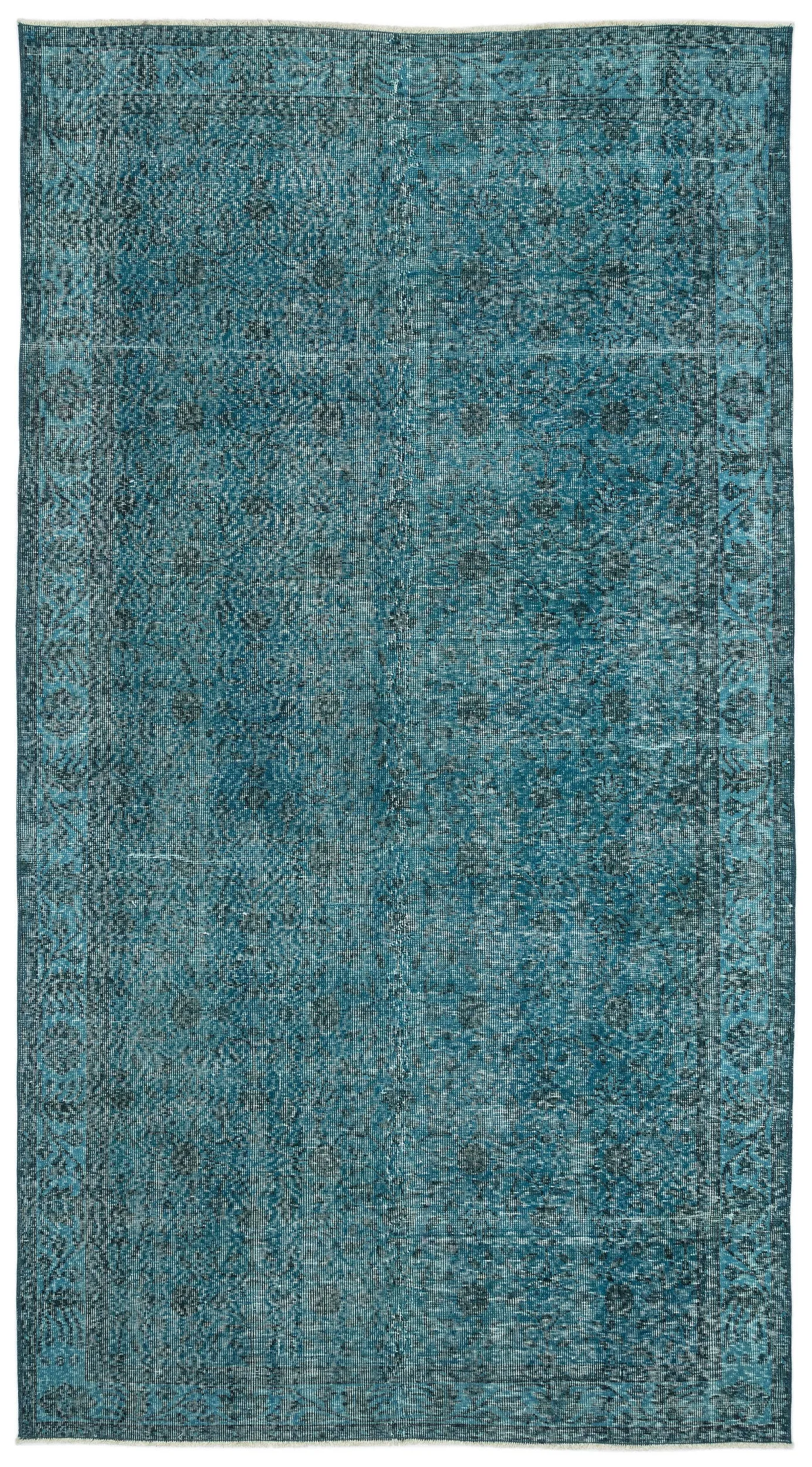 Retro Design Stone Blue Over Dyed Vintage Rug 4'11'' x 9'3'' ft 150 x 282 cm