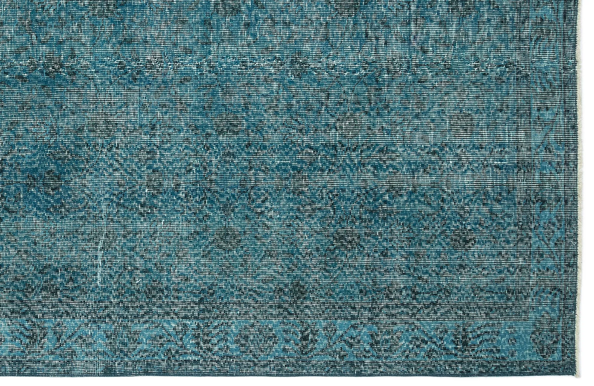 Retro Design Stone Blue Over Dyed Vintage Rug 4'11'' x 9'3'' ft 150 x 282 cm