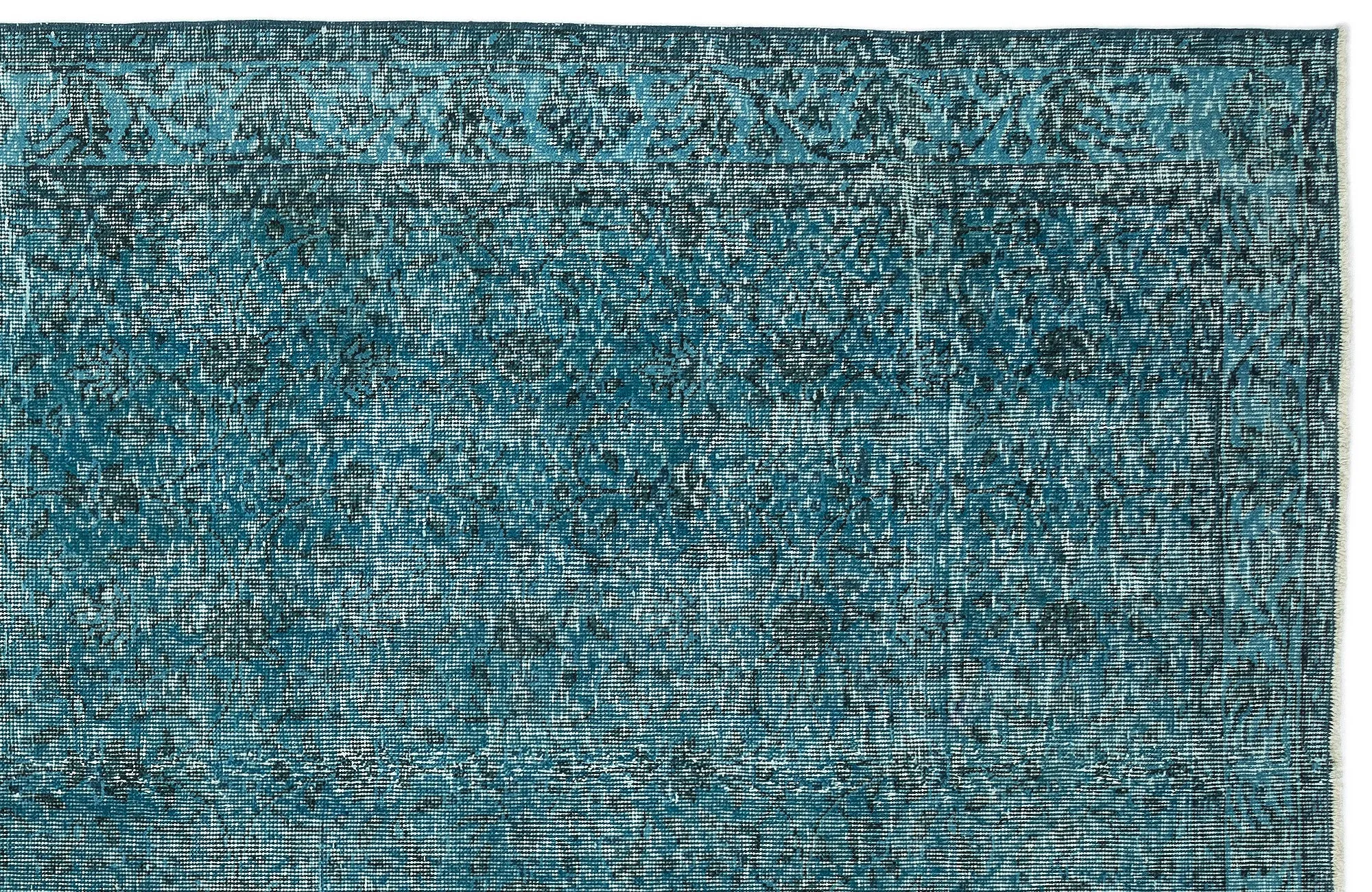 Retro Design Stone Blue Over Dyed Vintage Rug 4'11'' x 9'3'' ft 150 x 282 cm