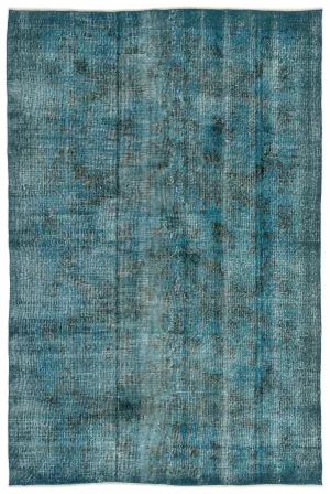 Retro Design Stone Blue Over Dyed Vintage Rug 5'2'' x 7'10'' ft 158 x 238 cm