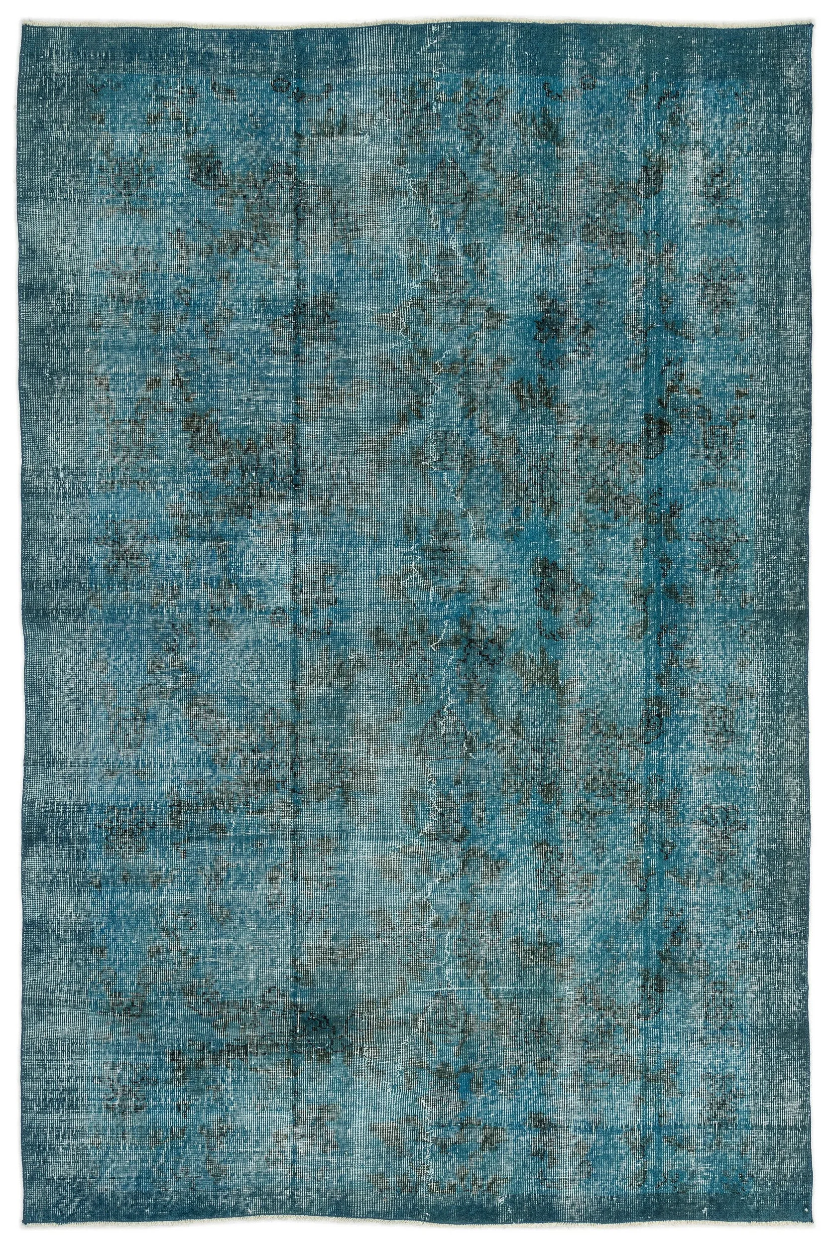 Retro Design Stone Blue Over Dyed Vintage Rug 5'2'' x 7'10'' ft 158 x 238 cm