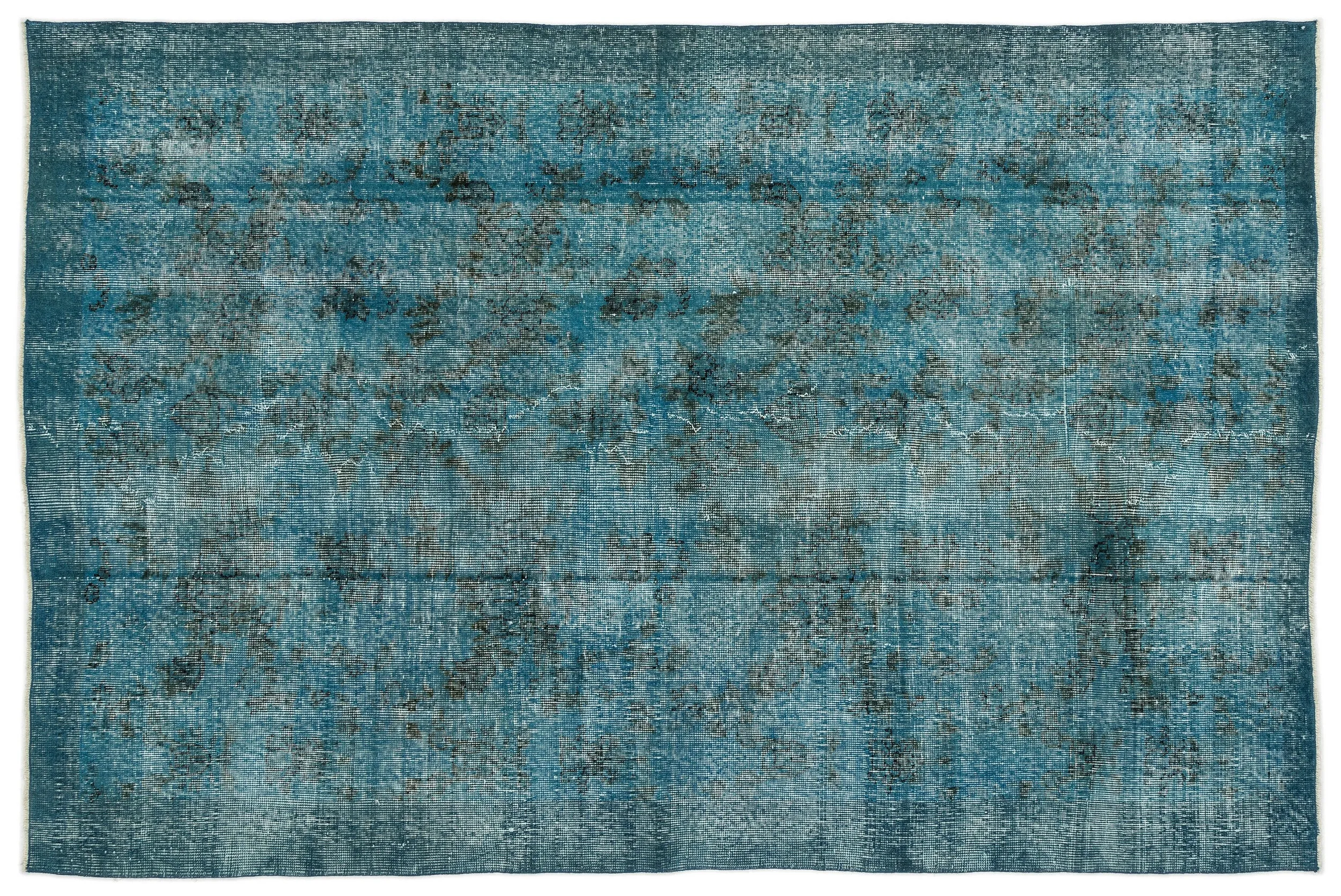 Retro Design Stone Blue Over Dyed Vintage Rug 5'2'' x 7'10'' ft 158 x 238 cm