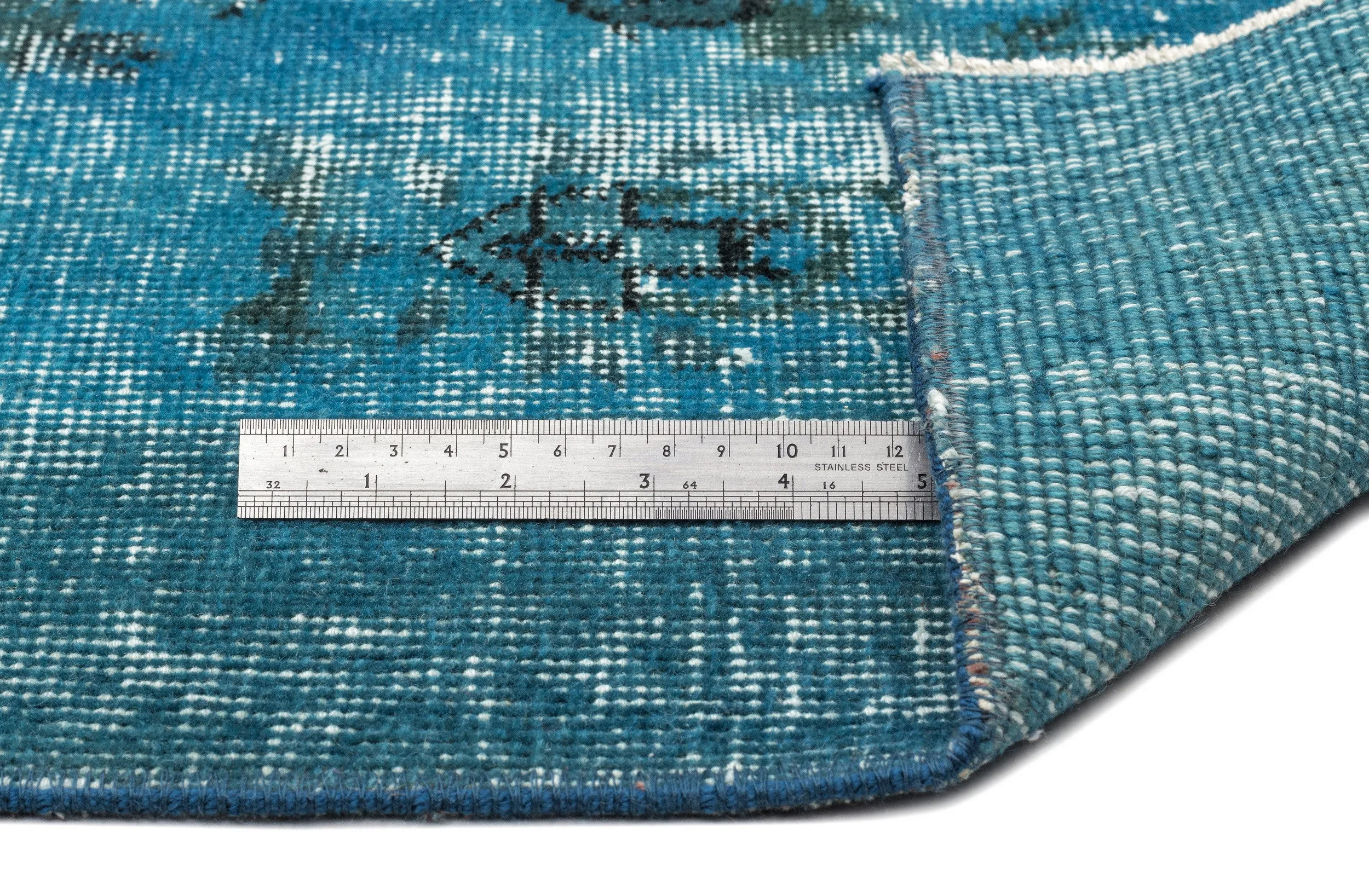 Retro Design Stone Blue Over Dyed Vintage Rug 5'2'' x 7'10'' ft 158 x 238 cm
