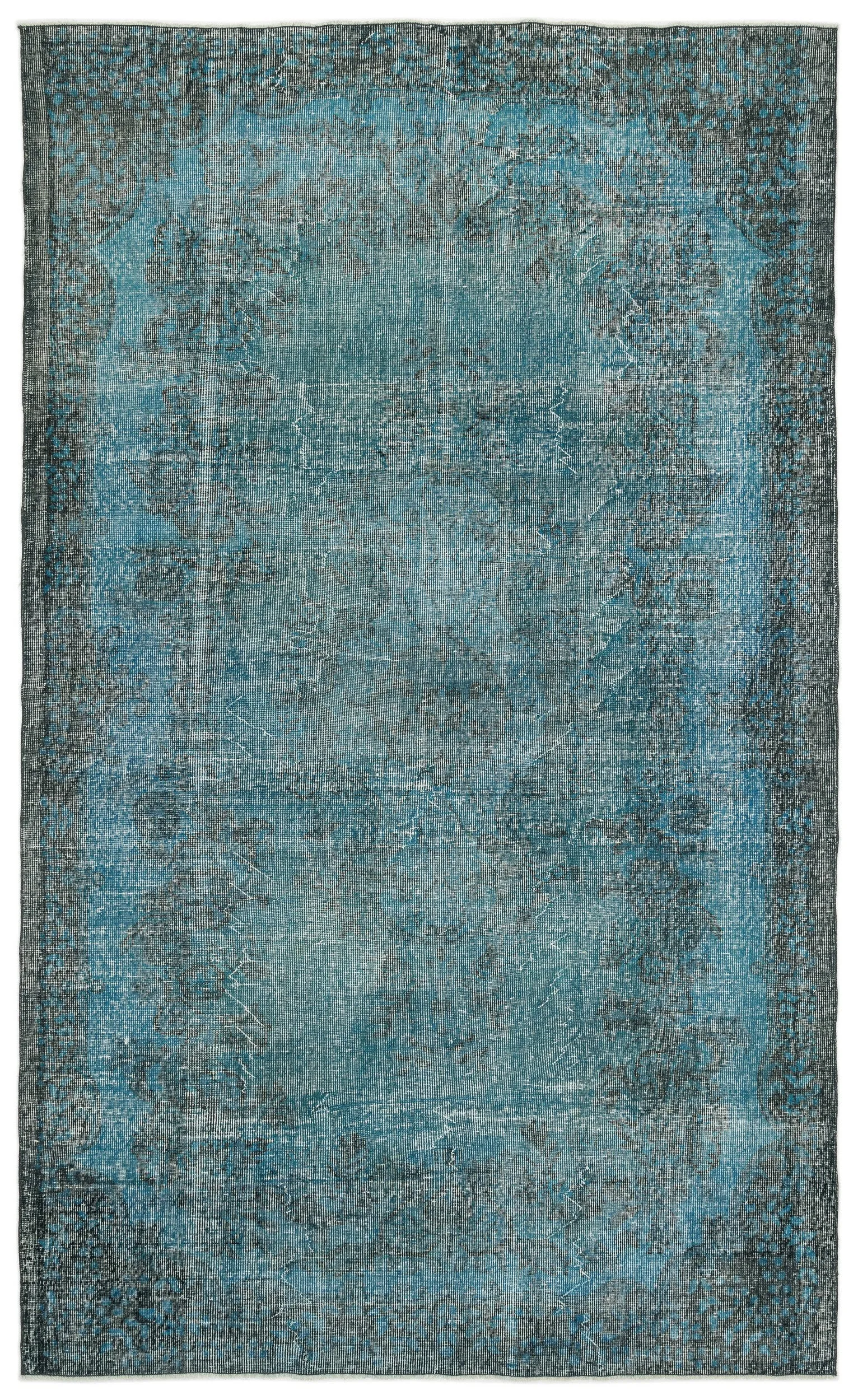 Retro Design Stone Blue Over Dyed Vintage Rug 6'1'' x 10'2'' ft 185 x 309 cm