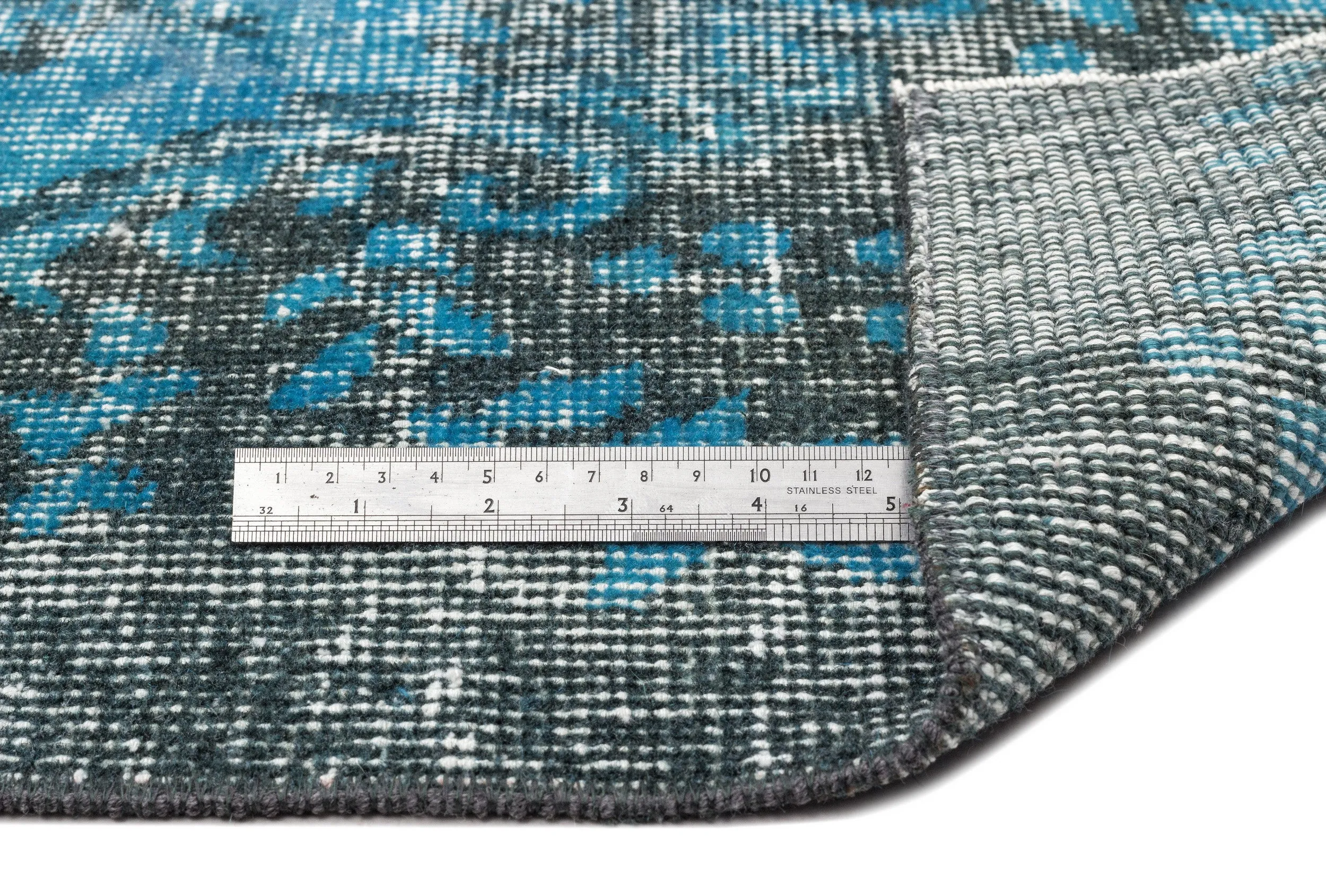 Retro Design Stone Blue Over Dyed Vintage Rug 6'1'' x 10'2'' ft 185 x 309 cm