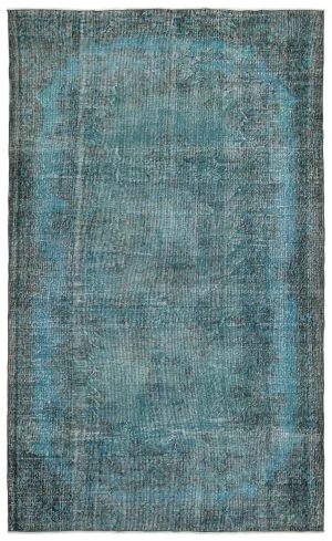 Retro Design Stone Blue Over Dyed Vintage Rug 6'1'' x 10'2'' ft 185 x 309 cm