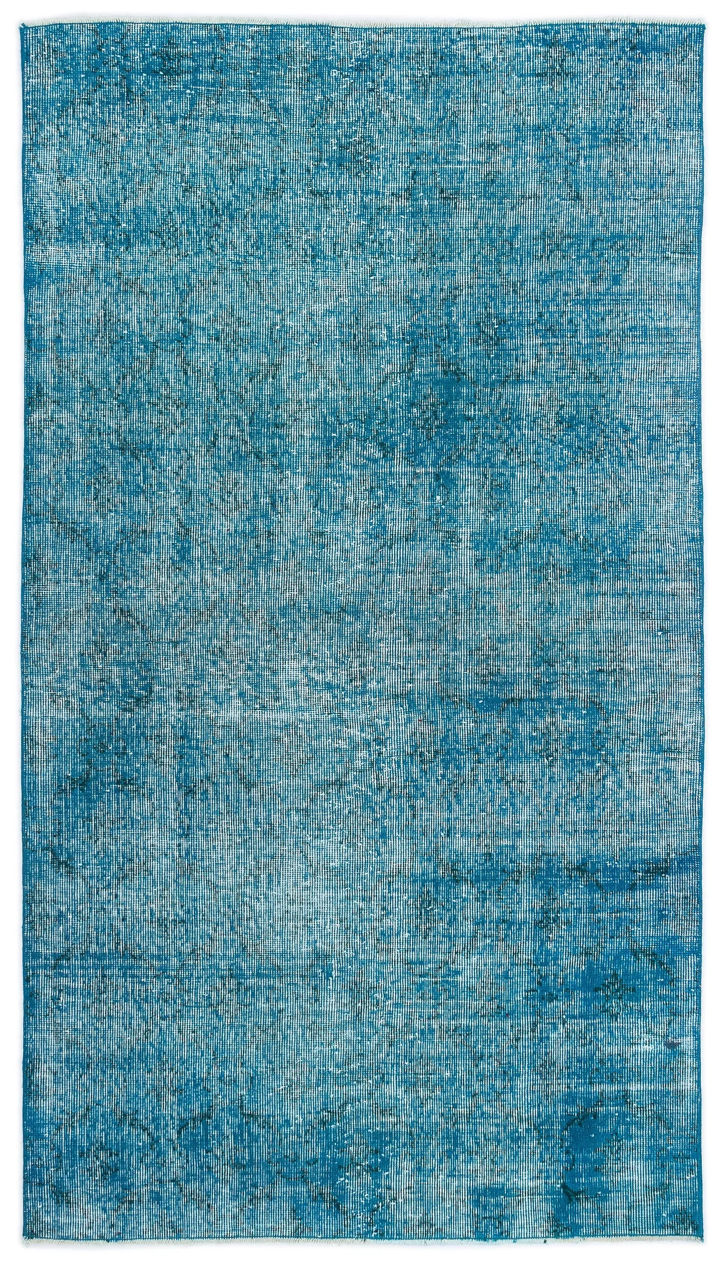 Retro Design Turquoise Over Dyed Vintage Rug 3'11'' x 6'11'' ft 119 x 210 cm