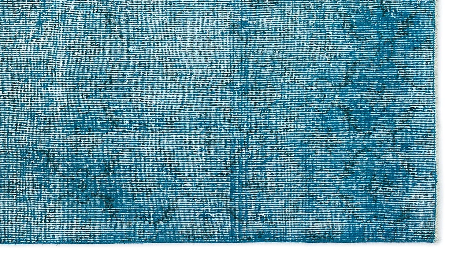 Retro Design Turquoise Over Dyed Vintage Rug 3'11'' x 6'11'' ft 119 x 210 cm