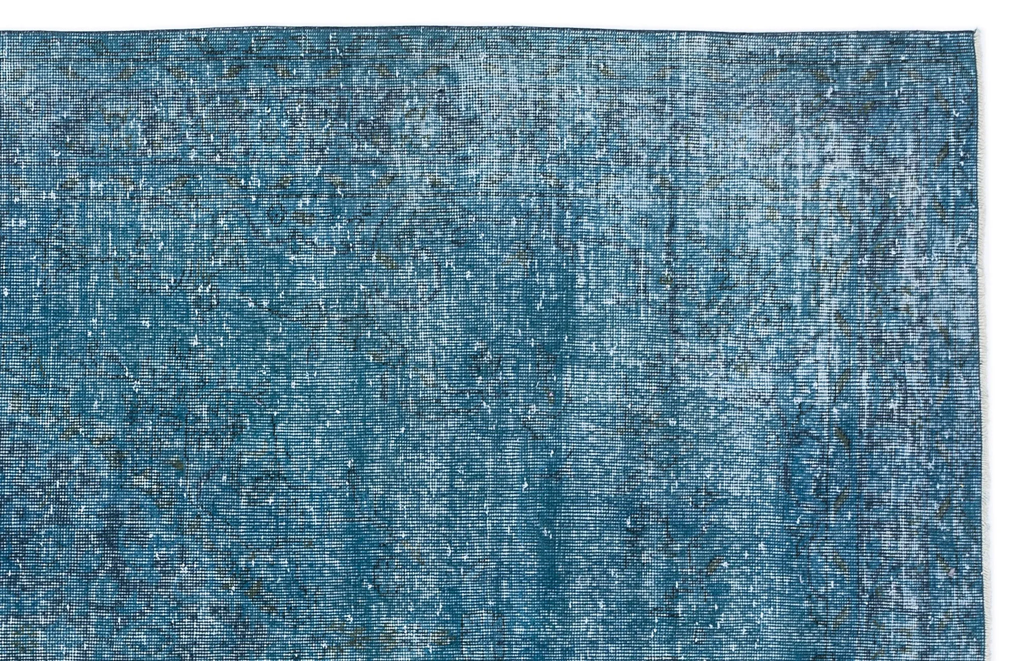 Retro Design Turquoise Over Dyed Vintage Rug 5'9'' x 9'9'' ft 175 x 297 cm