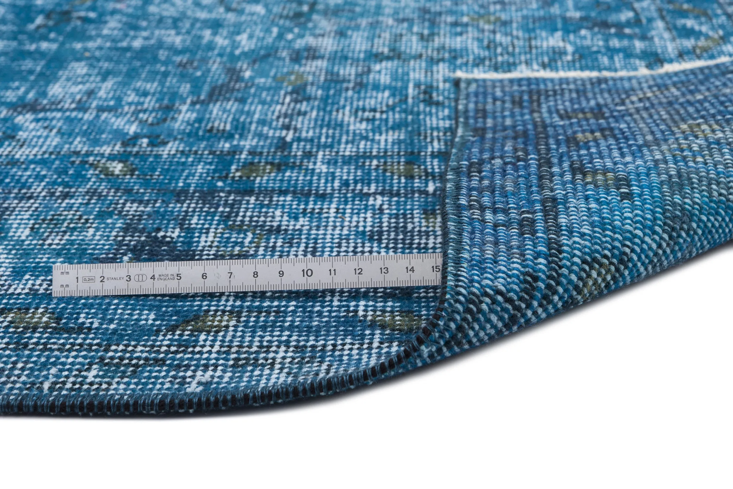 Retro Design Turquoise Over Dyed Vintage Rug 5'9'' x 9'9'' ft 175 x 297 cm