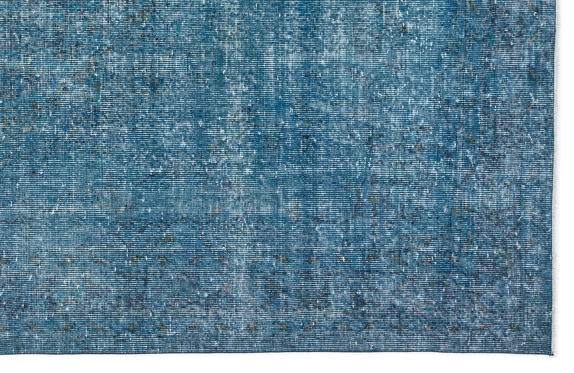 Retro Design Turquoise Over Dyed Vintage Rug 5'9'' x 9'9'' ft 175 x 297 cm
