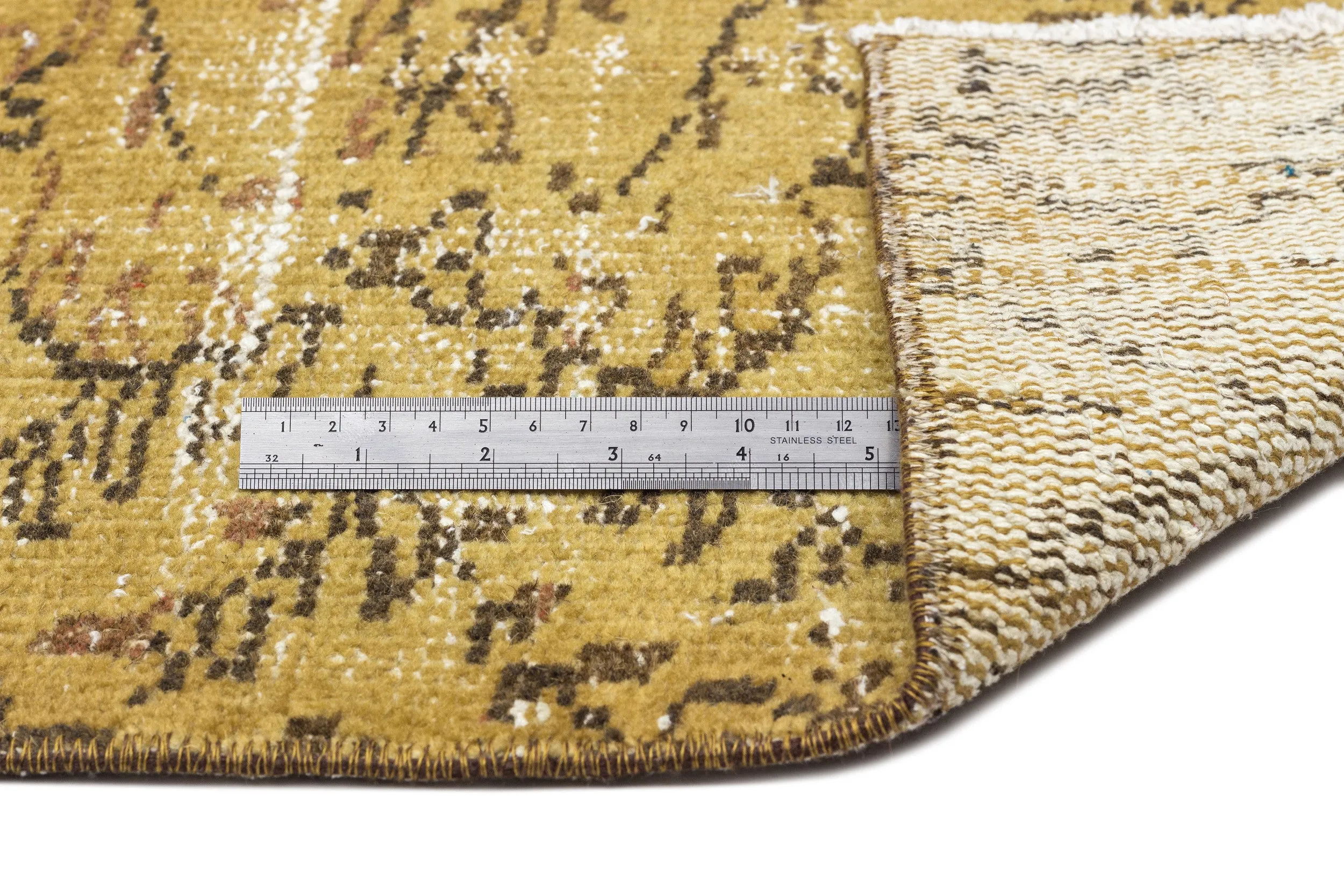 Retro Design Yellow Over Dyed Vintage Rug 5'10'' x 8'7'' ft 178 x 261 cm