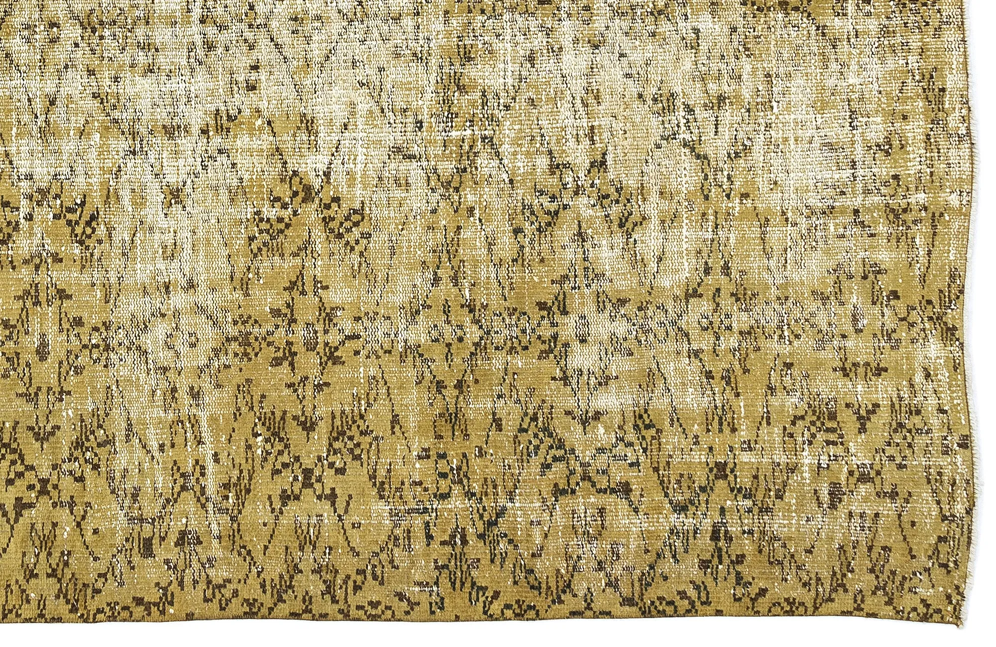 Retro Design Yellow Over Dyed Vintage Rug 5'10'' x 8'7'' ft 178 x 261 cm