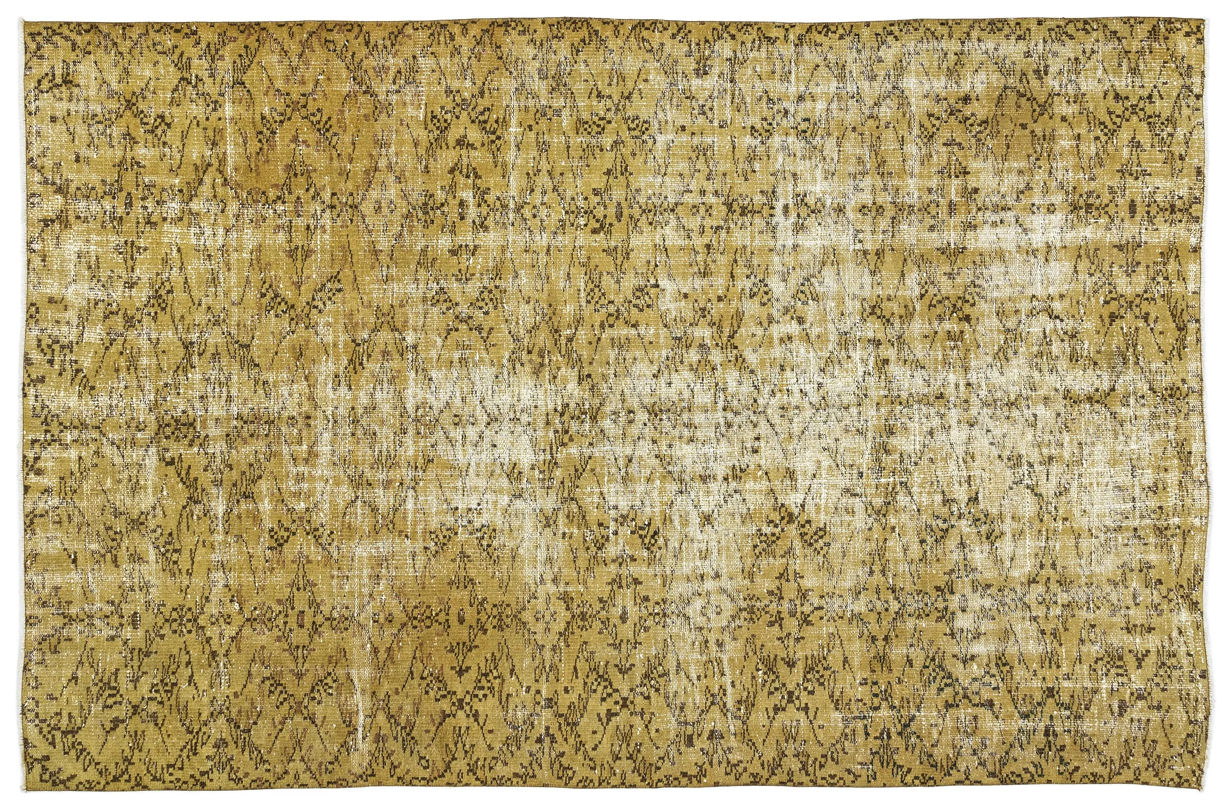 Retro Design Yellow Over Dyed Vintage Rug 5'10'' x 8'7'' ft 178 x 261 cm