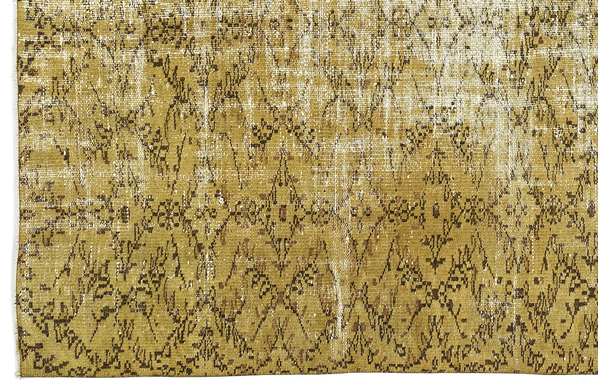 Retro Design Yellow Over Dyed Vintage Rug 5'10'' x 8'7'' ft 178 x 261 cm