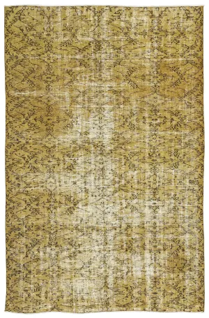 Retro Design Yellow Over Dyed Vintage Rug 5'10'' x 8'7'' ft 178 x 261 cm