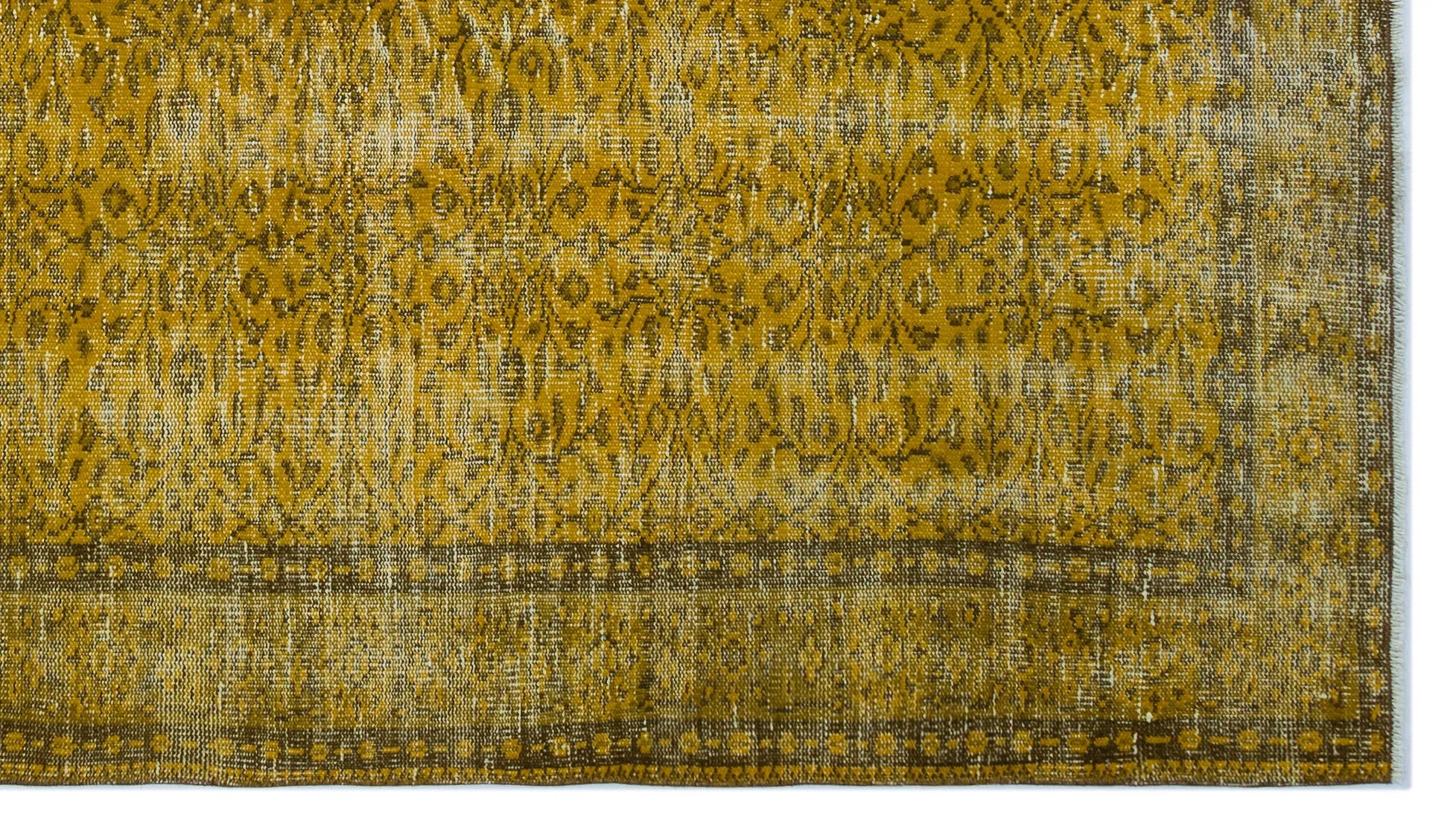 Retro Design Yellow Over Dyed Vintage Rug 5'2'' x 9'4'' ft 157 x 284 cm