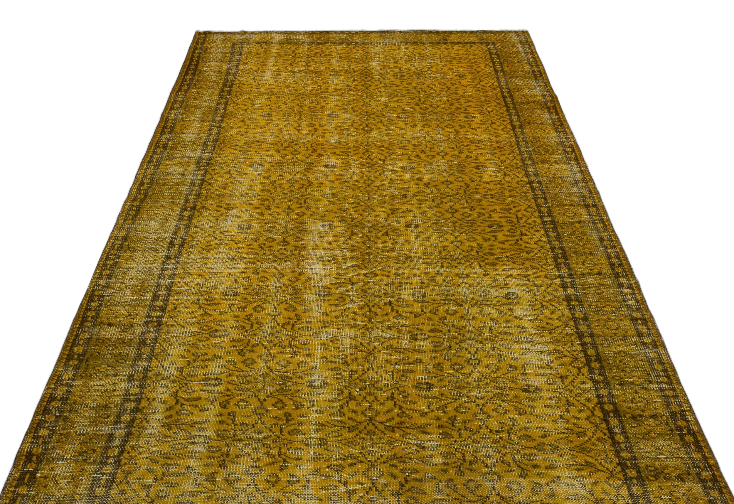 Retro Design Yellow Over Dyed Vintage Rug 5'2'' x 9'4'' ft 157 x 284 cm