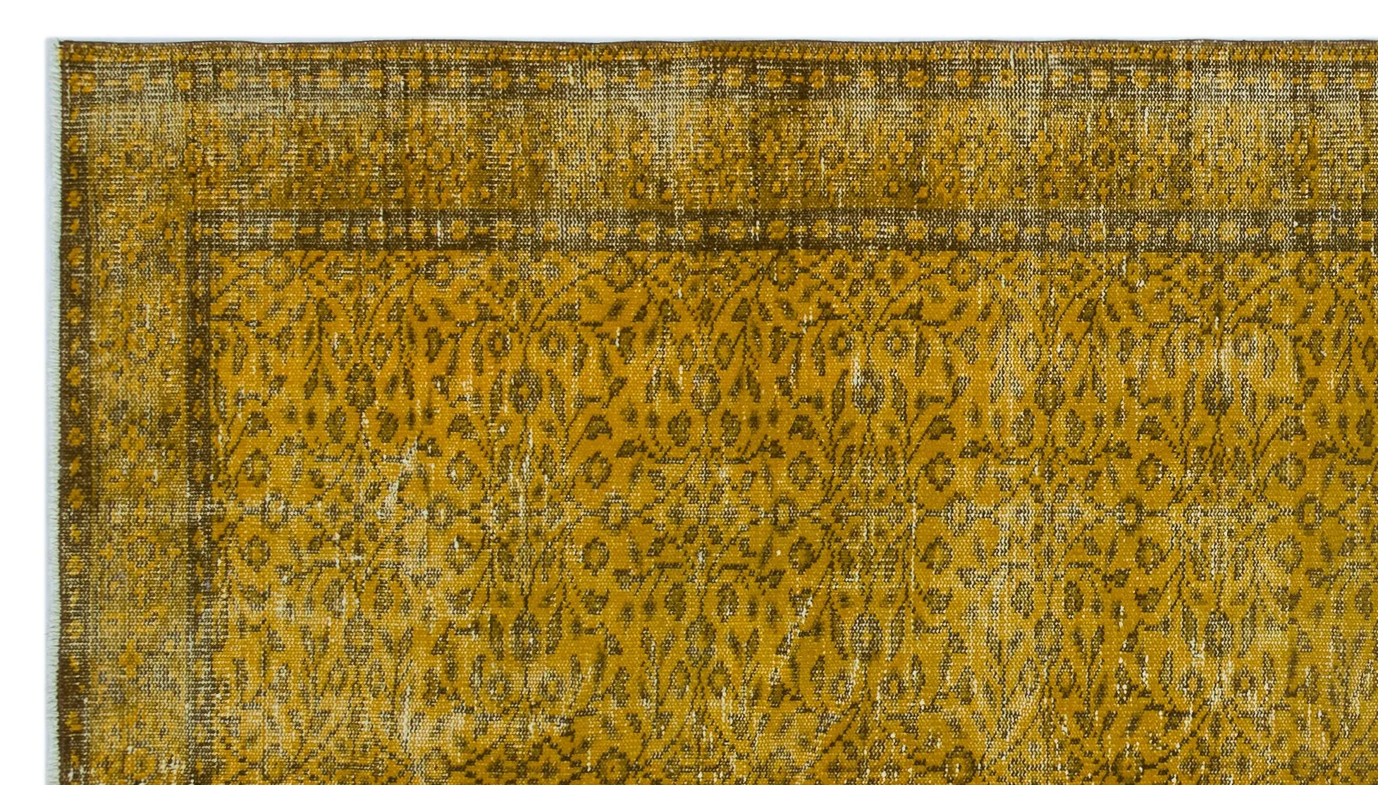 Retro Design Yellow Over Dyed Vintage Rug 5'2'' x 9'4'' ft 157 x 284 cm