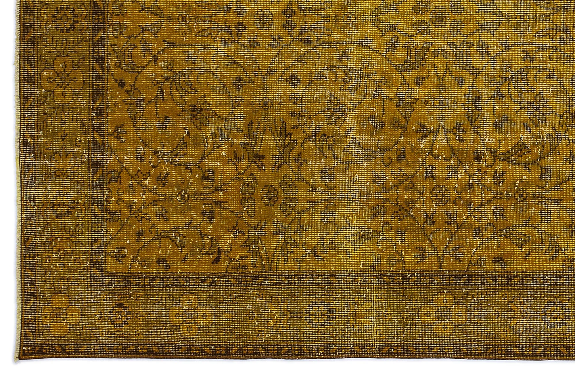 Retro Design Yellow Over Dyed Vintage Rug 5'6'' x 9'6'' ft 167 x 290 cm